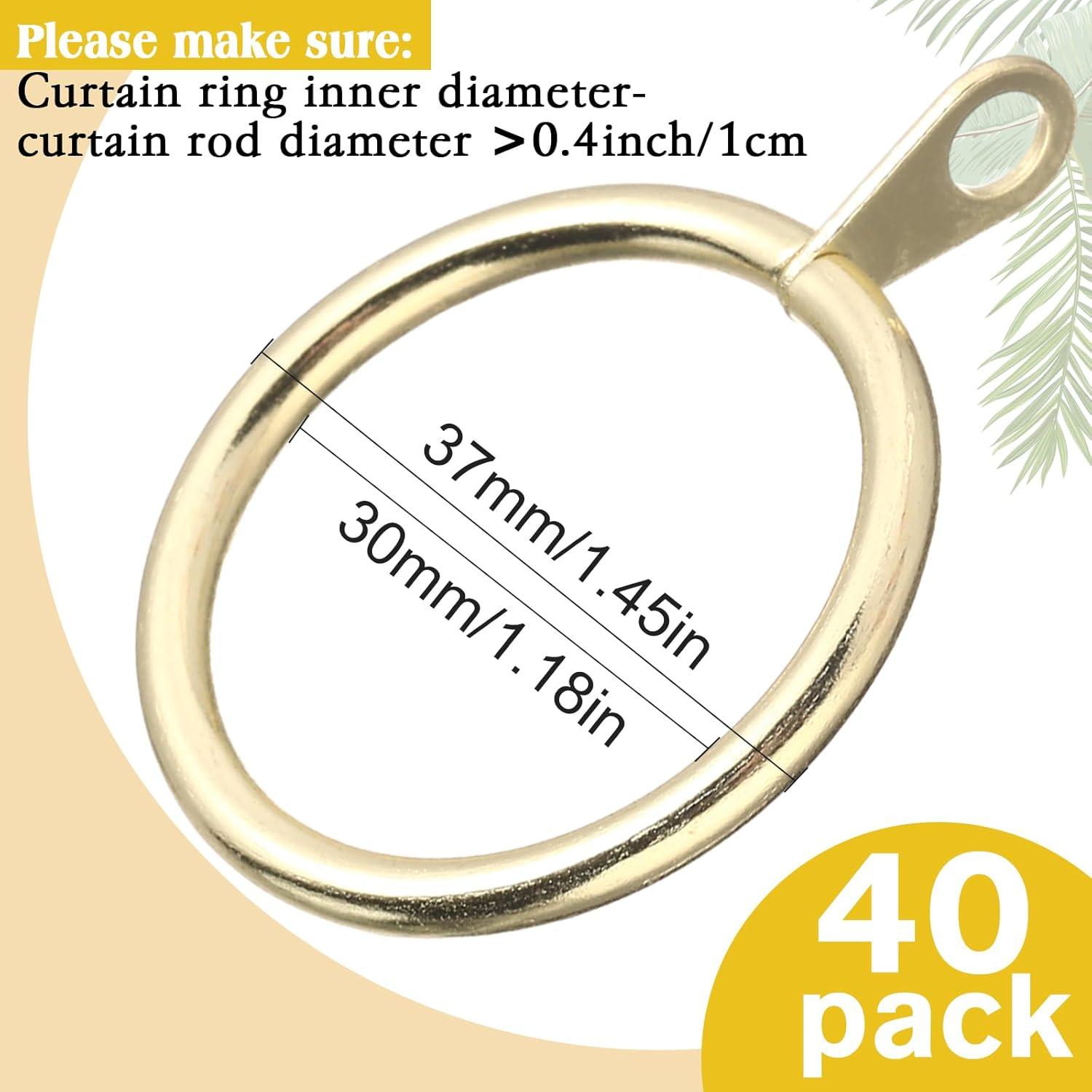 image:imageShappy 40 Pack Metal Drapery Curtain Rod Rings with Eyelets Internal Diameter 15in Fits up to 11in Rod Hanging Drape Sliding Eyelet Black Rings for Window Door Shower BathroomGold