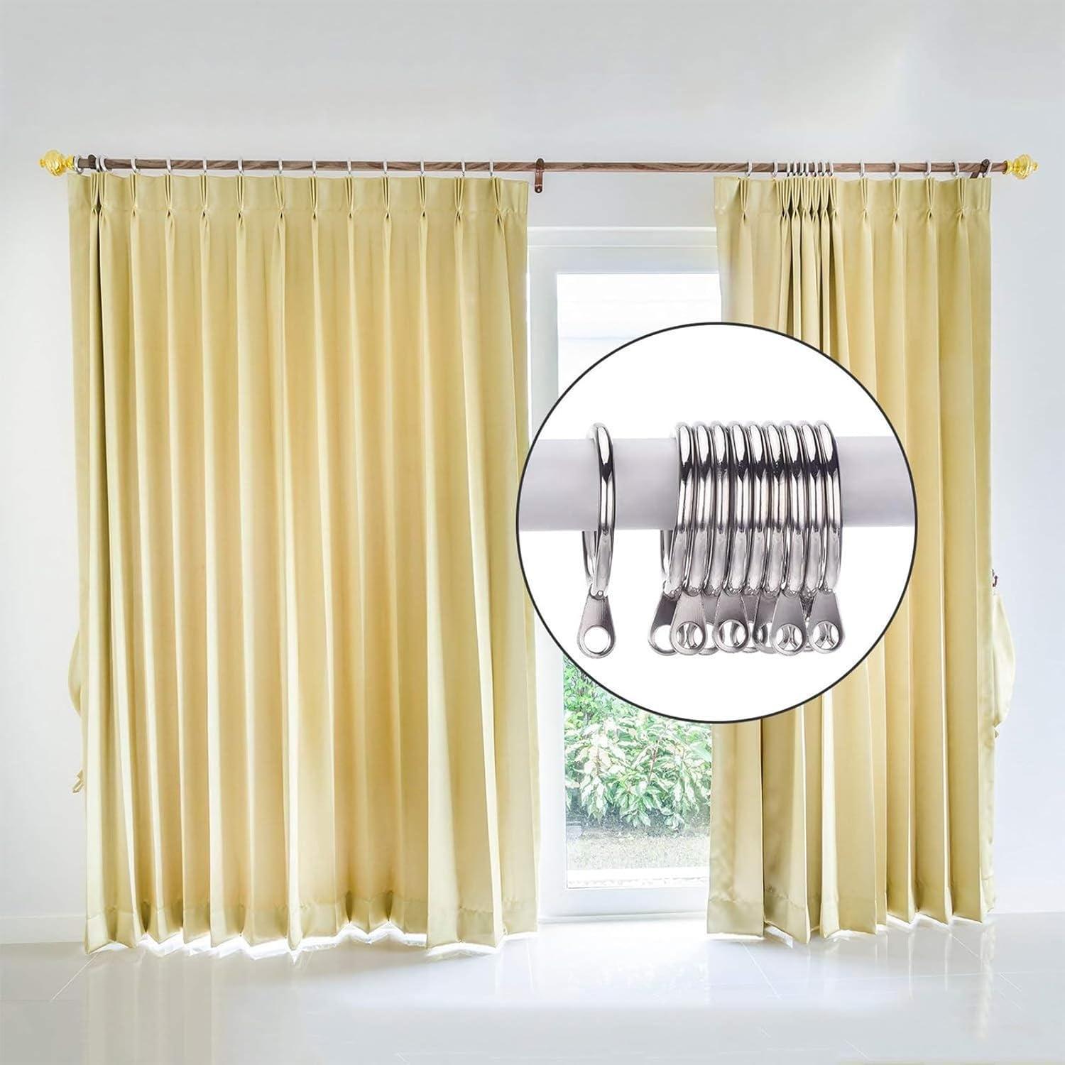image:imageShappy 40 Pack Metal Drapery Curtain Rod Rings with Eyelets Internal Diameter 15in Fits up to 11in Rod Hanging Drape Sliding Eyelet Black Rings for Window Door Shower BathroomSilver
