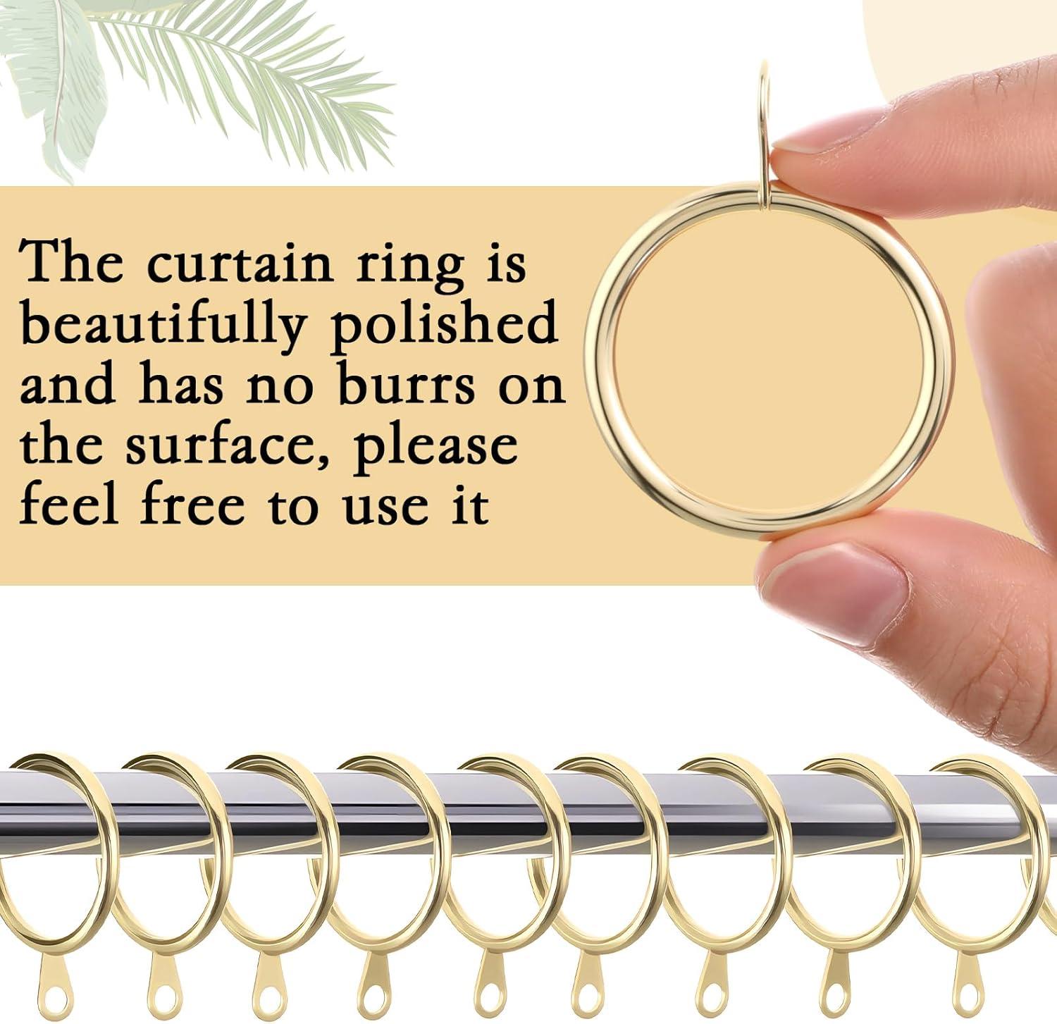 image:imageShappy 40 Pack Metal Drapery Curtain Rod Rings with Eyelets Internal Diameter 15in Fits up to 11in Rod Hanging Drape Sliding Eyelet Black Rings for Window Door Shower BathroomGold