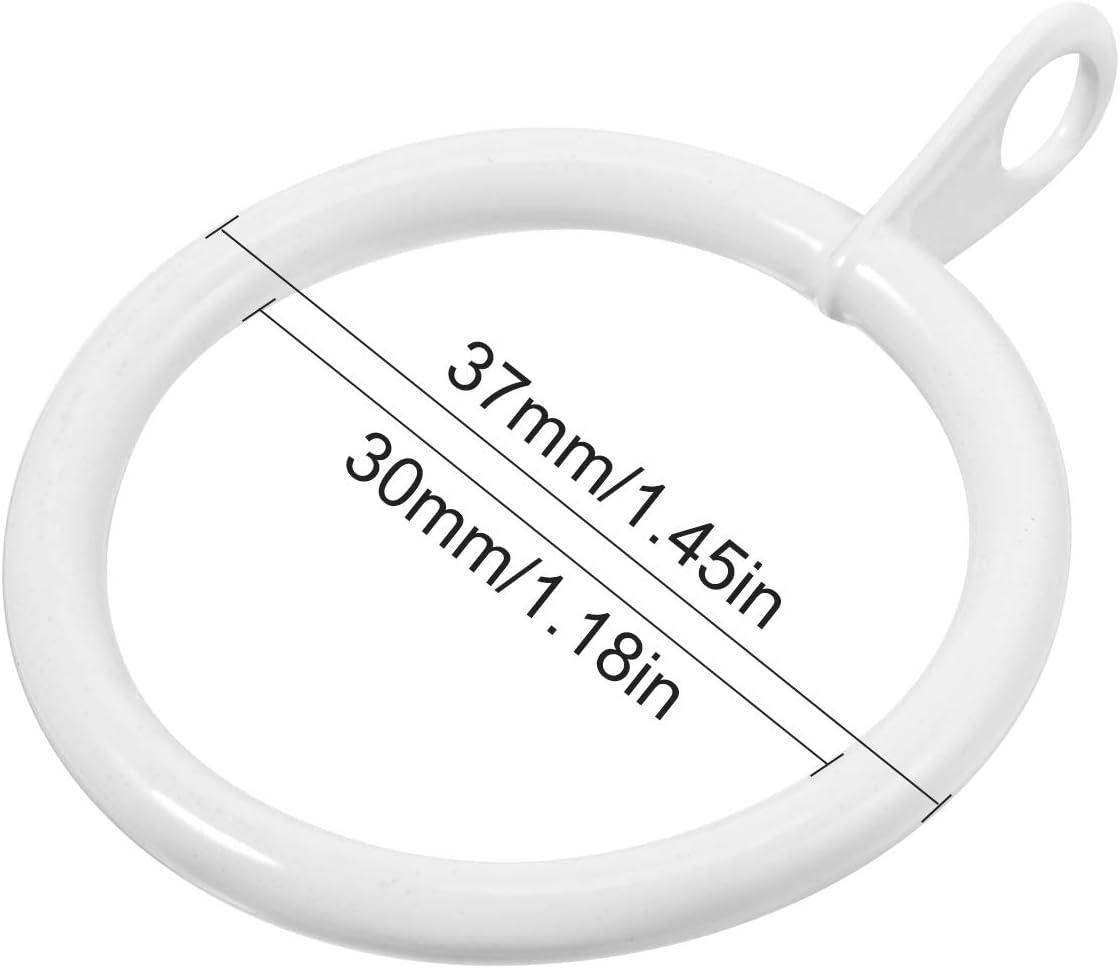 image:imageShappy 40 Pack Metal Drapery Curtain Rod Rings with Eyelets Internal Diameter 15in Fits up to 11in Rod Hanging Drape Sliding Eyelet Black Rings for Window Door Shower BathroomWhite