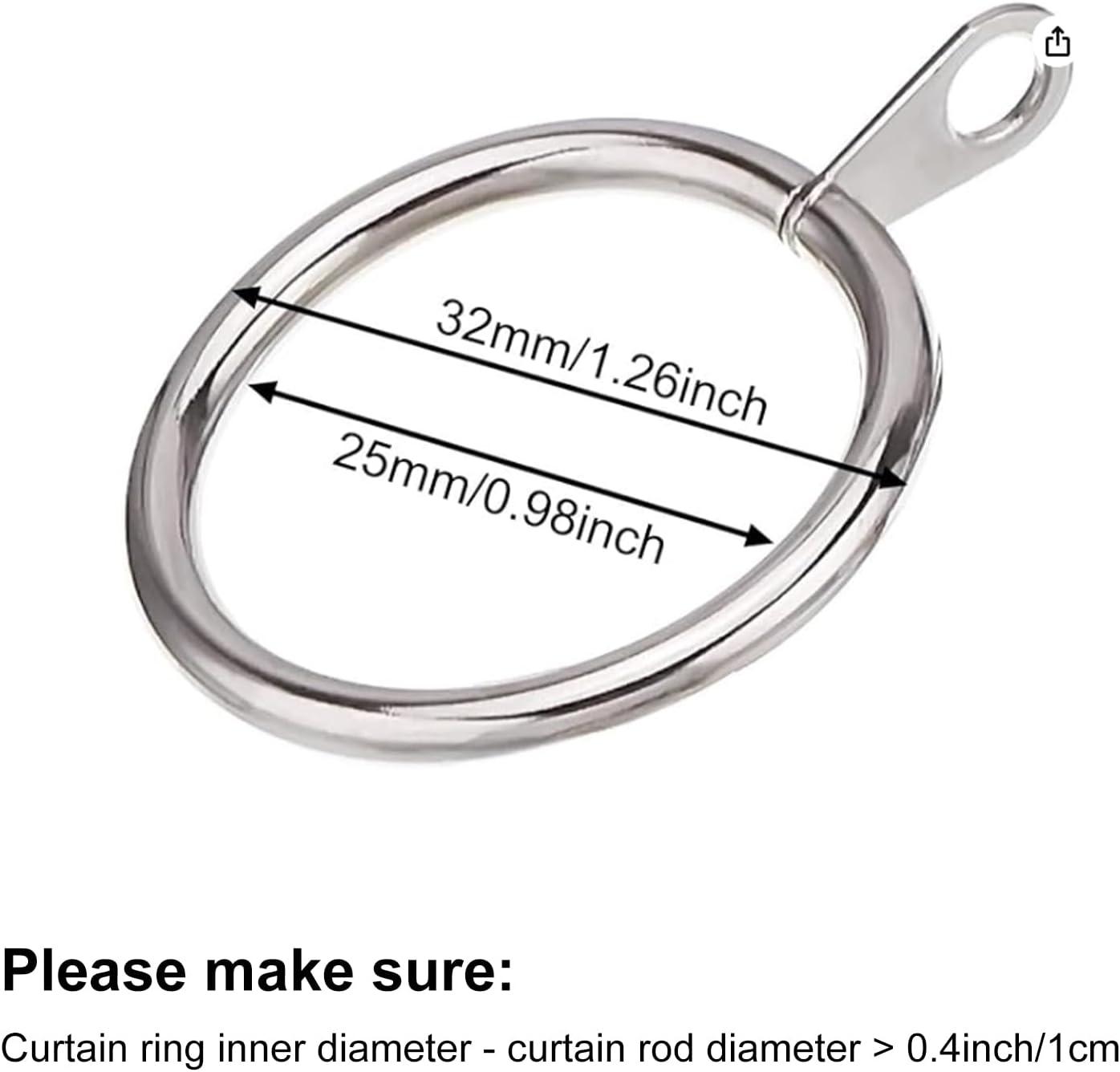 image:imageShappy 40 Pack Metal Drapery Curtain Rod Rings with Eyelets Internal Diameter 15in Fits up to 11in Rod Hanging Drape Sliding Eyelet Black Rings for Window Door Shower BathroomSilver