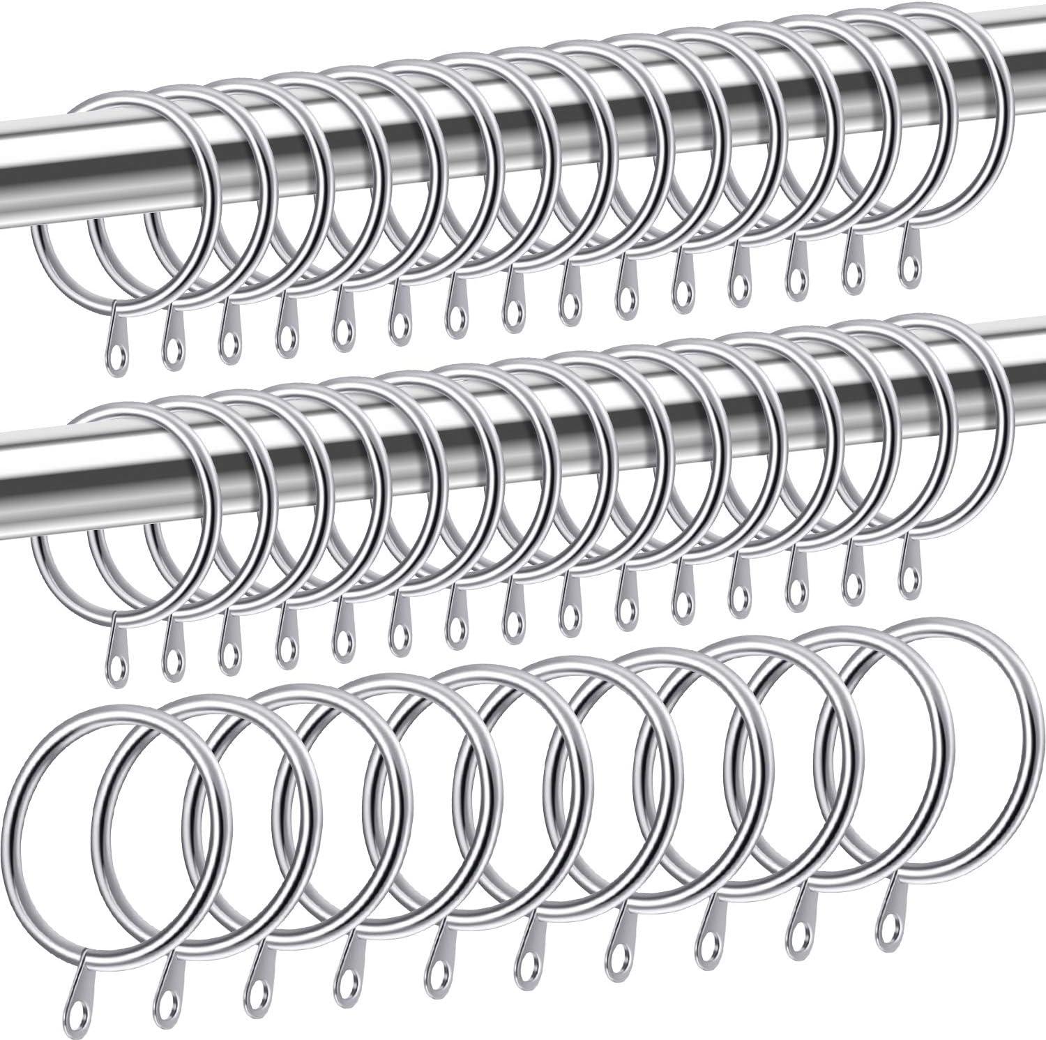 image:imageShappy 40 Pack Metal Drapery Curtain Rod Rings with Eyelets Internal Diameter 15in Fits up to 11in Rod Hanging Drape Sliding Eyelet Black Rings for Window Door Shower BathroomSilver