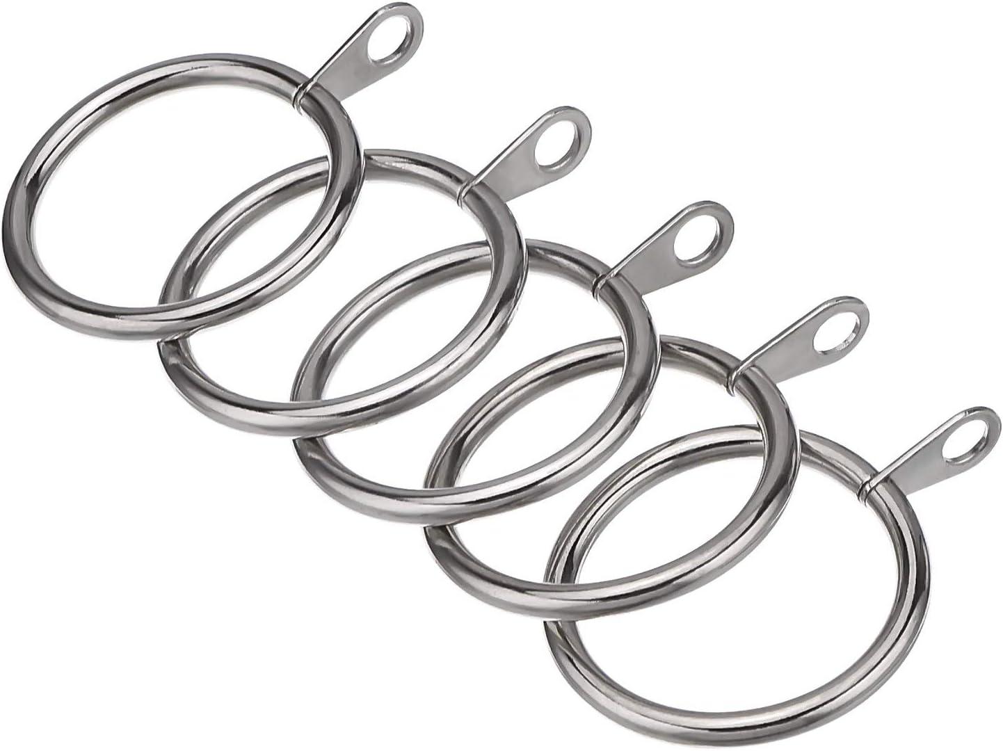image:imageShappy 40 Pack Metal Drapery Curtain Rod Rings with Eyelets Internal Diameter 15in Fits up to 11in Rod Hanging Drape Sliding Eyelet Black Rings for Window Door Shower BathroomSilver