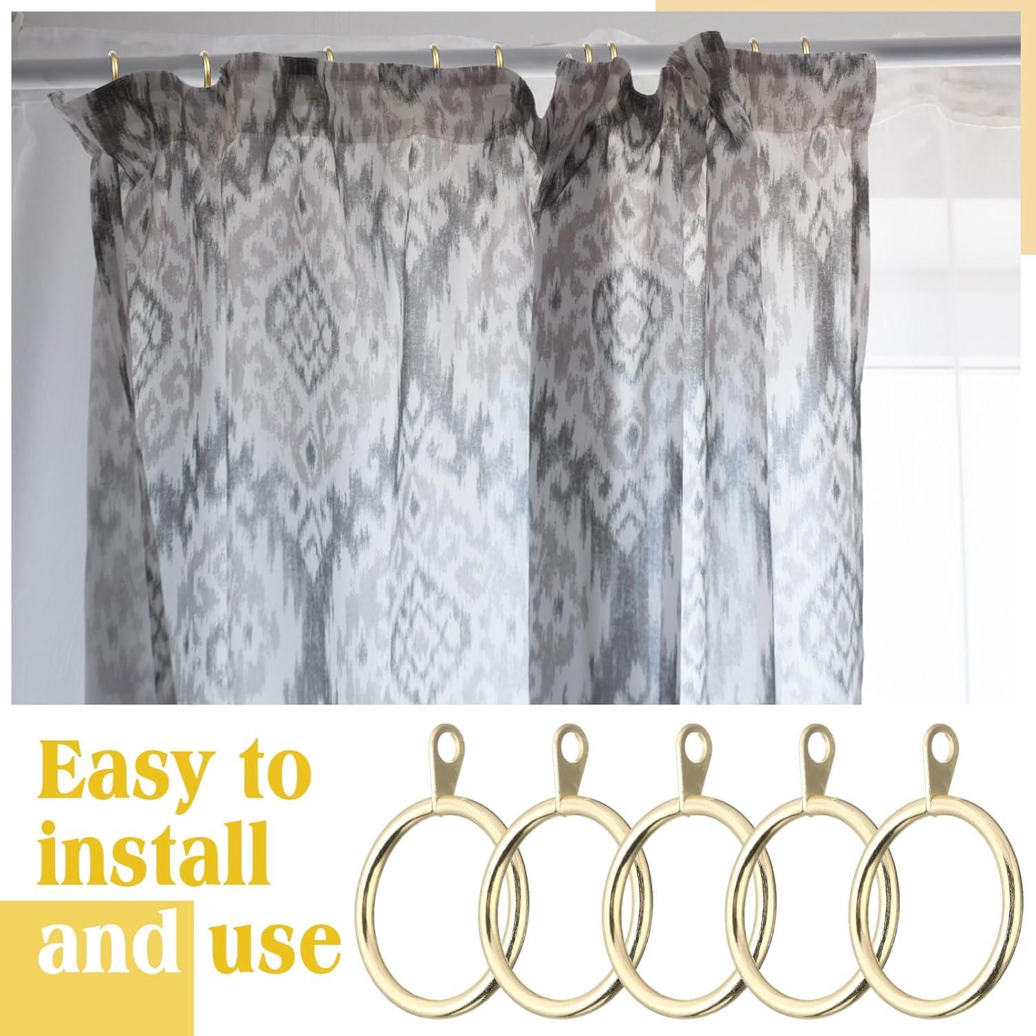 image:imageShappy 40 Pack Metal Drapery Curtain Rod Rings with Eyelets Internal Diameter 15in Fits up to 11in Rod Hanging Drape Sliding Eyelet Black Rings for Window Door Shower BathroomGold