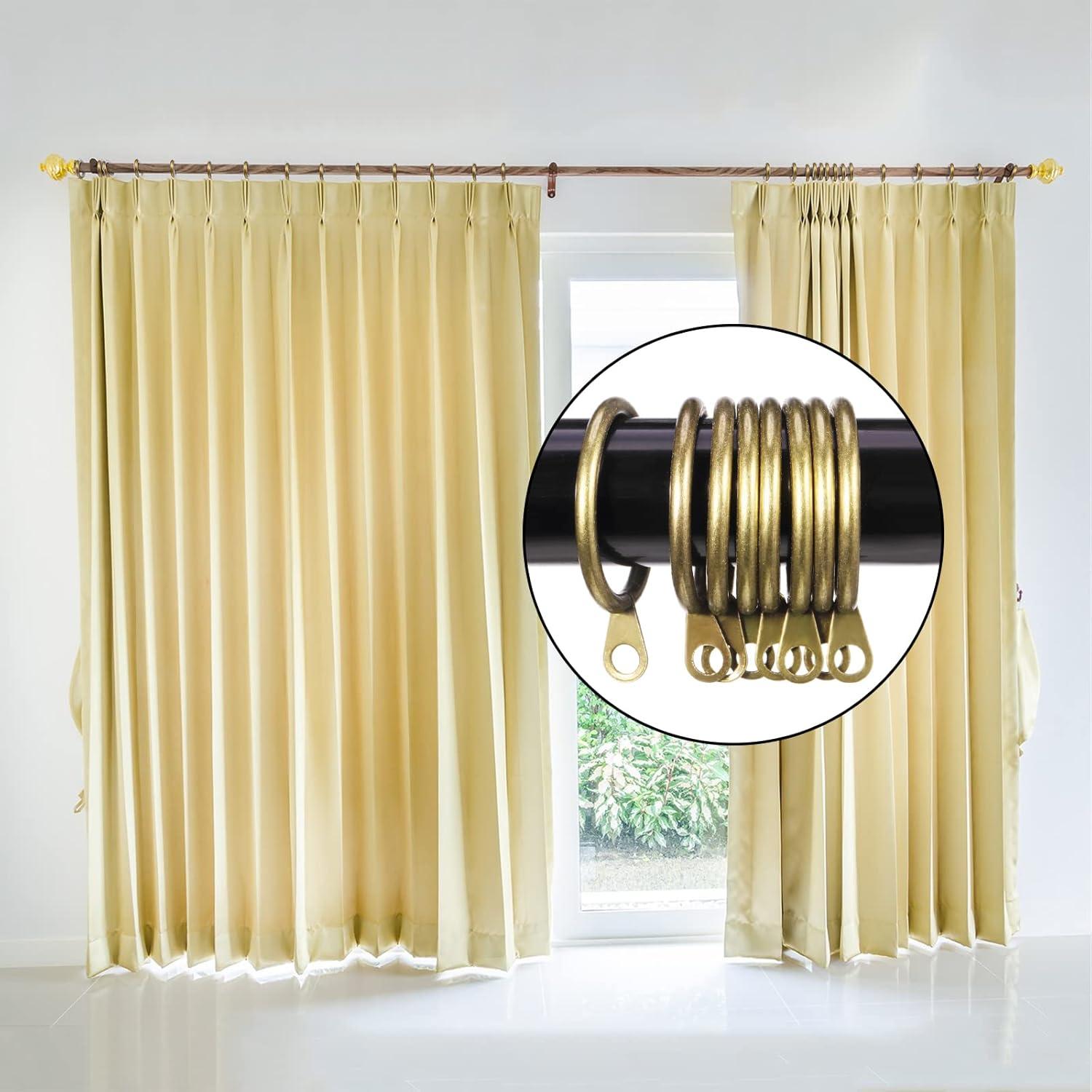 image:imageShappy 40 Pack Metal Drapery Curtain Rod Rings with Eyelets Internal Diameter 15in Fits up to 11in Rod Hanging Drape Sliding Eyelet Black Rings for Window Door Shower BathroomGreen Brass