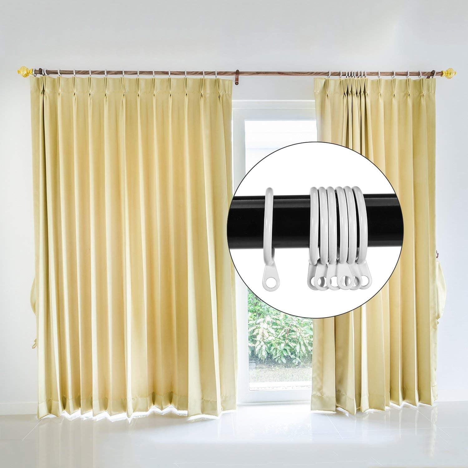 image:imageShappy 40 Pack Metal Drapery Curtain Rod Rings with Eyelets Internal Diameter 15in Fits up to 11in Rod Hanging Drape Sliding Eyelet Black Rings for Window Door Shower BathroomWhite