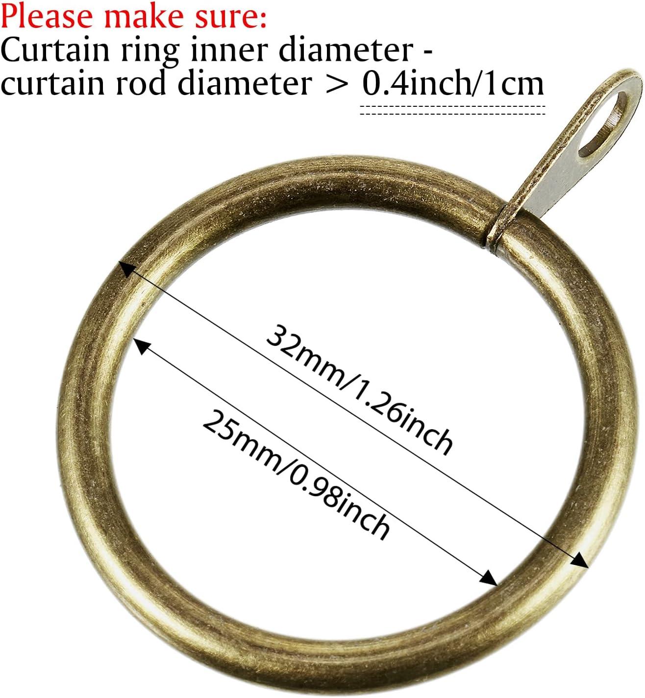 image:imageShappy 40 Pack Metal Drapery Curtain Rod Rings with Eyelets Internal Diameter 15in Fits up to 11in Rod Hanging Drape Sliding Eyelet Black Rings for Window Door Shower BathroomGreen Brass