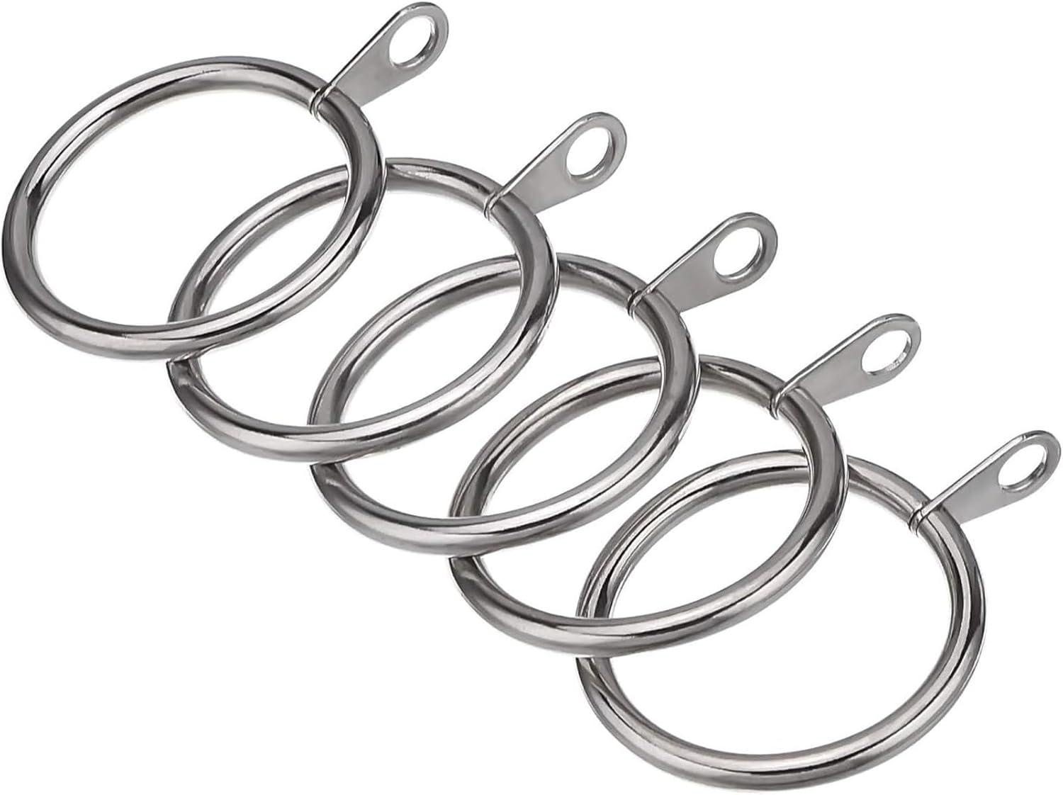 image:imageShappy 40 Pack Metal Drapery Curtain Rod Rings with Eyelets Internal Diameter 15in Fits up to 11in Rod Hanging Drape Sliding Eyelet Black Rings for Window Door Shower BathroomSilver