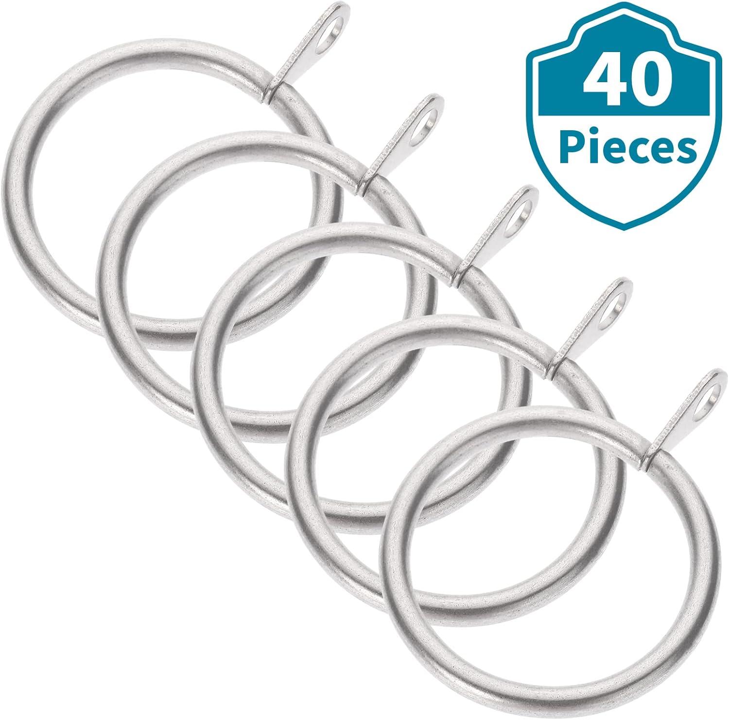 image:imageShappy 40 Pack Metal Drapery Curtain Rod Rings with Eyelets Internal Diameter 15in Fits up to 11in Rod Hanging Drape Sliding Eyelet Black Rings for Window Door Shower BathroomGray