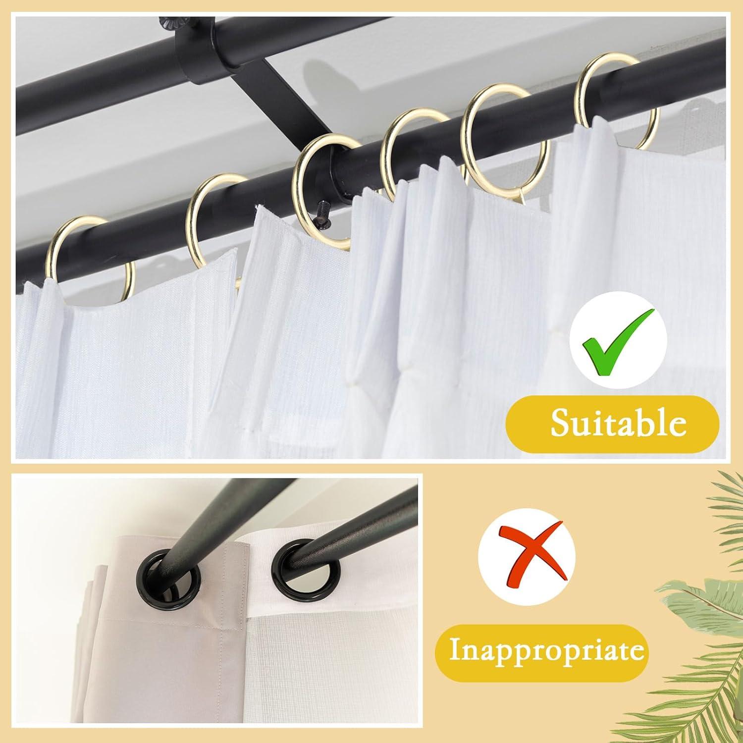 image:imageShappy 40 Pack Metal Drapery Curtain Rod Rings with Eyelets Internal Diameter 15in Fits up to 11in Rod Hanging Drape Sliding Eyelet Black Rings for Window Door Shower BathroomGold