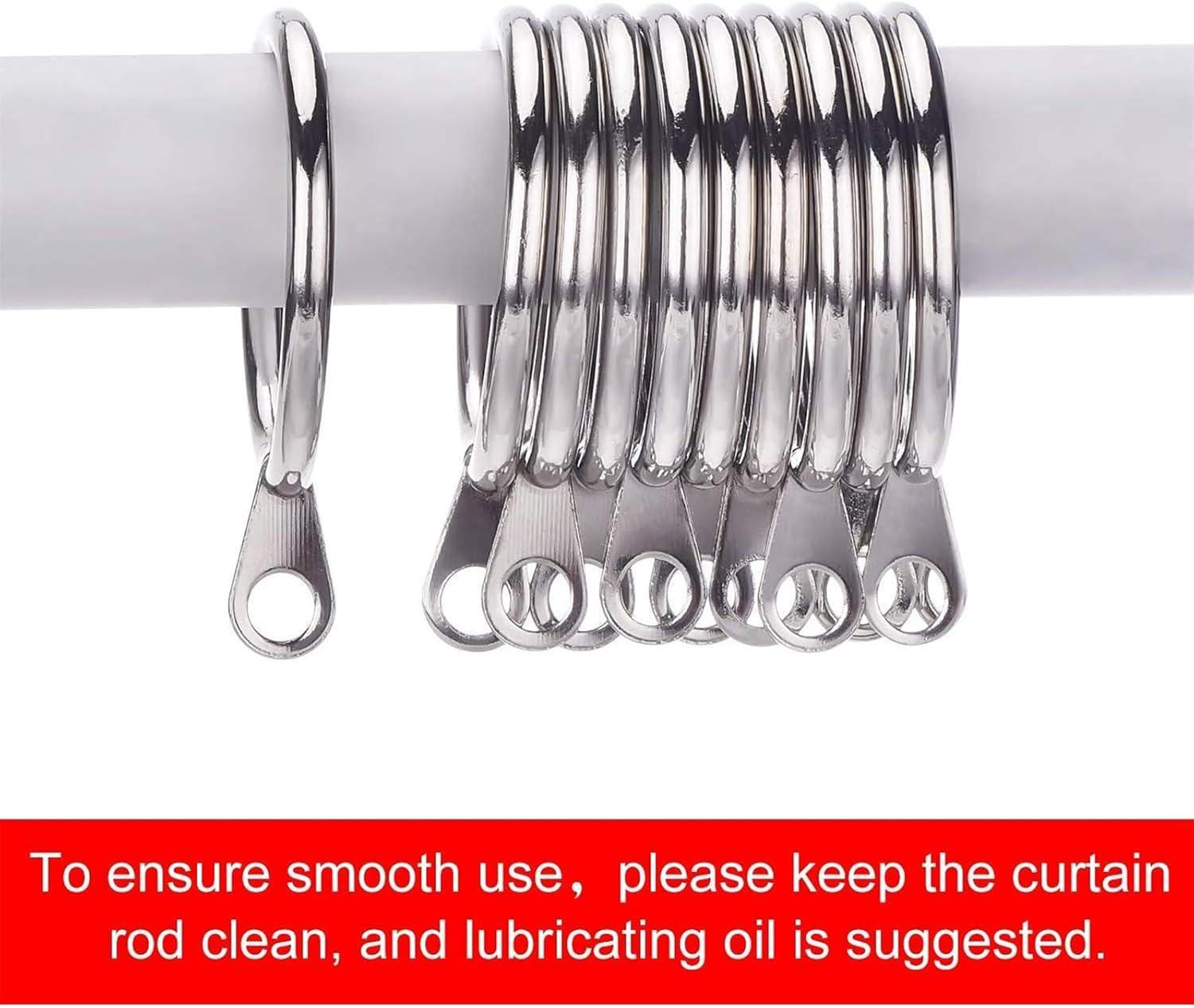 image:imageShappy 40 Pack Metal Drapery Curtain Rod Rings with Eyelets Internal Diameter 15in Fits up to 11in Rod Hanging Drape Sliding Eyelet Black Rings for Window Door Shower BathroomSilver