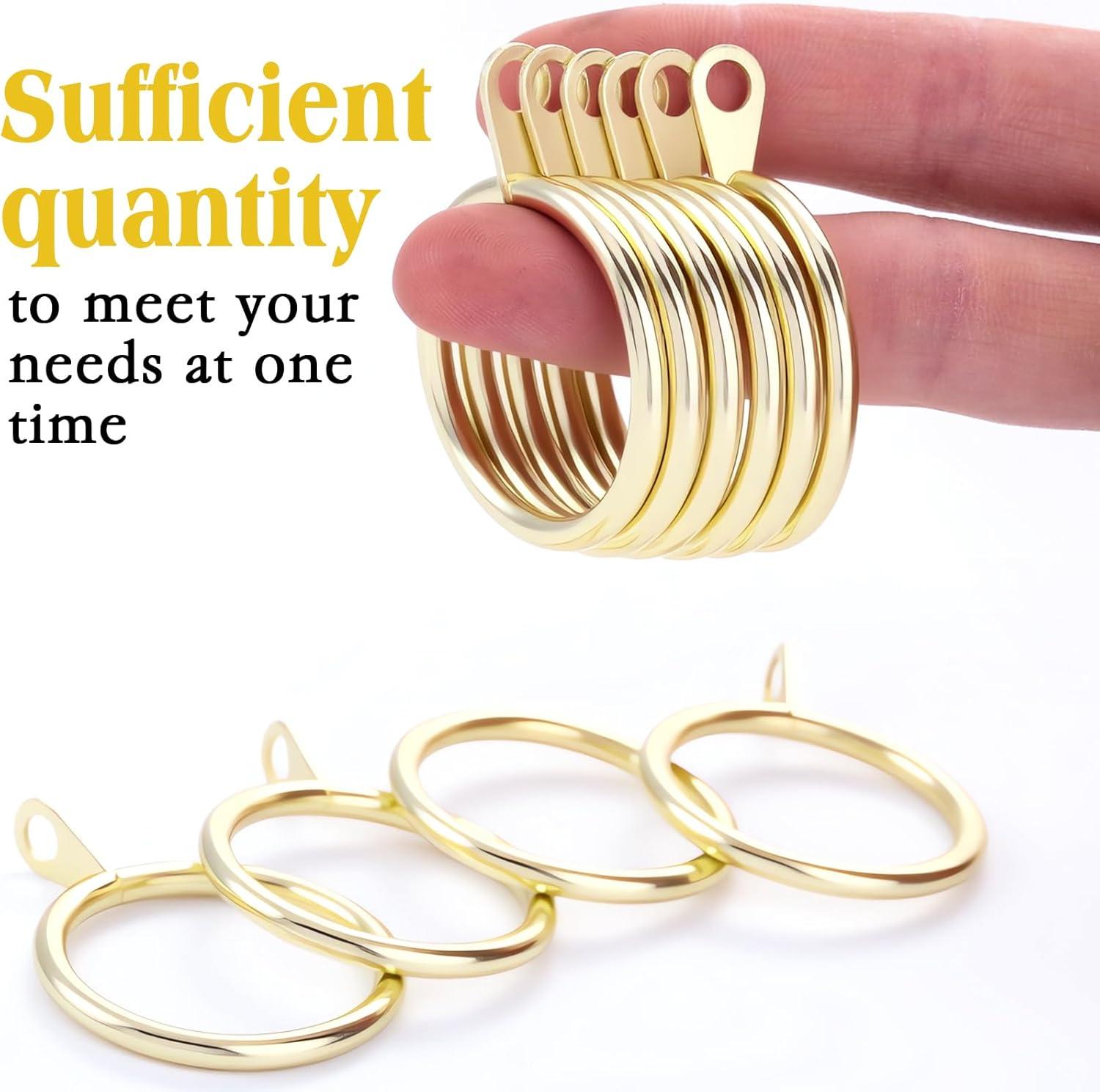 image:imageShappy 40 Pack Metal Drapery Curtain Rod Rings with Eyelets Internal Diameter 15in Fits up to 11in Rod Hanging Drape Sliding Eyelet Black Rings for Window Door Shower BathroomGold