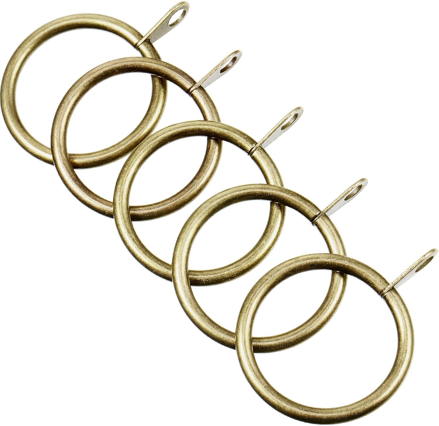 image:imageShappy 40 Pack Metal Drapery Curtain Rod Rings with Eyelets Internal Diameter 15in Fits up to 11in Rod Hanging Drape Sliding Eyelet Black Rings for Window Door Shower BathroomGreen Brass