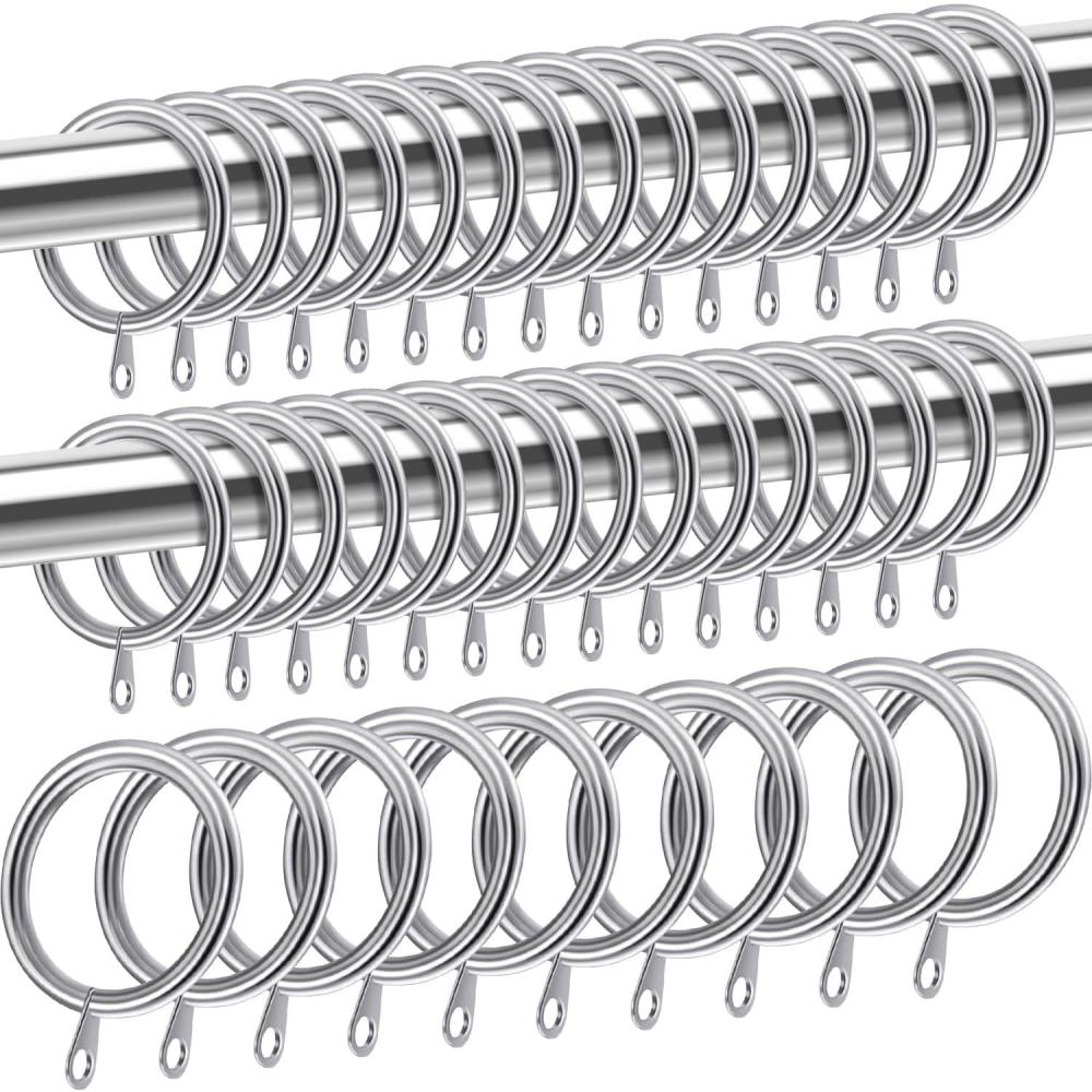 image:imageShappy 40 Pack Metal Drapery Curtain Rod Rings with Eyelets Internal Diameter 15in Fits up to 11in Rod Hanging Drape Sliding Eyelet Black Rings for Window Door Shower BathroomSilver