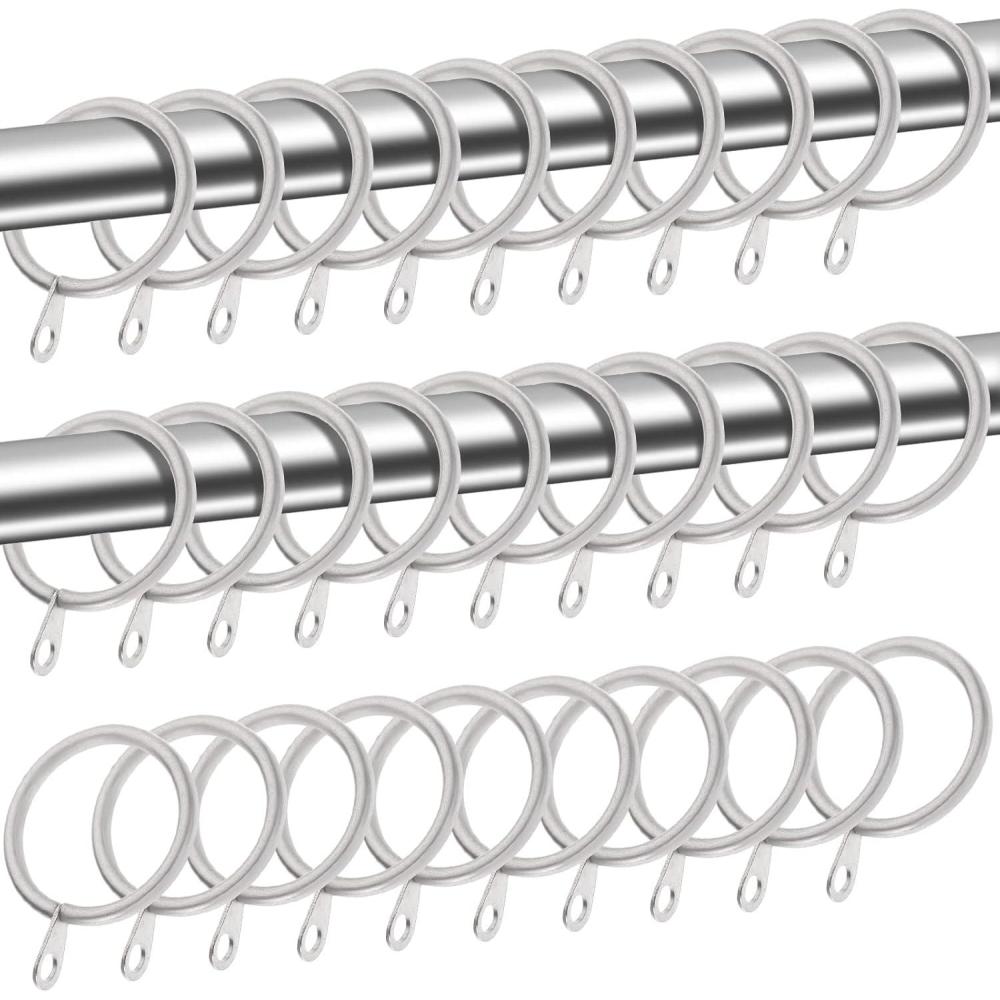 image:imageShappy 40 Pack Metal Drapery Curtain Rod Rings with Eyelets Internal Diameter 15in Fits up to 11in Rod Hanging Drape Sliding Eyelet Black Rings for Window Door Shower BathroomGray