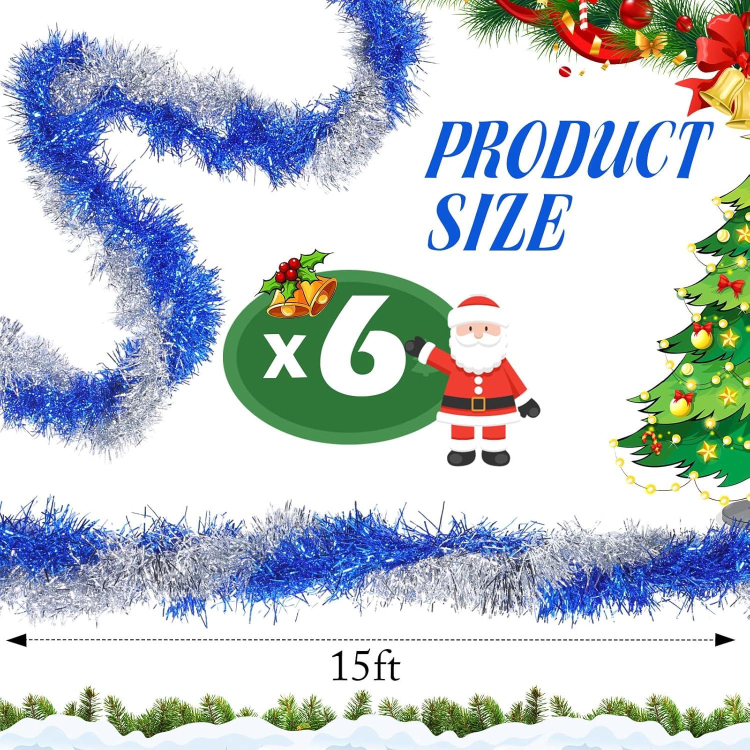 image:imageShappy 90 ft 6 Rolls Wedding Tinsel Garland Decor Glitter Metallic Twist Garland Wedding Summer Luau Birthday Party Indoor Outdoor Hanging Home DecorGreen Gold PurpleBlue Sliver