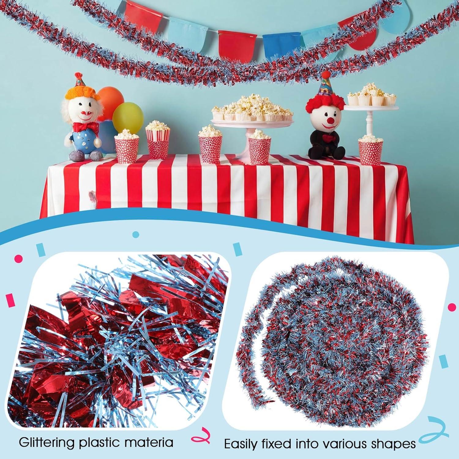 image:imageShappy 90 ft 6 Rolls Wedding Tinsel Garland Decor Glitter Metallic Twist Garland Wedding Summer Luau Birthday Party Indoor Outdoor Hanging Home DecorGreen Gold PurpleRed and Blue
