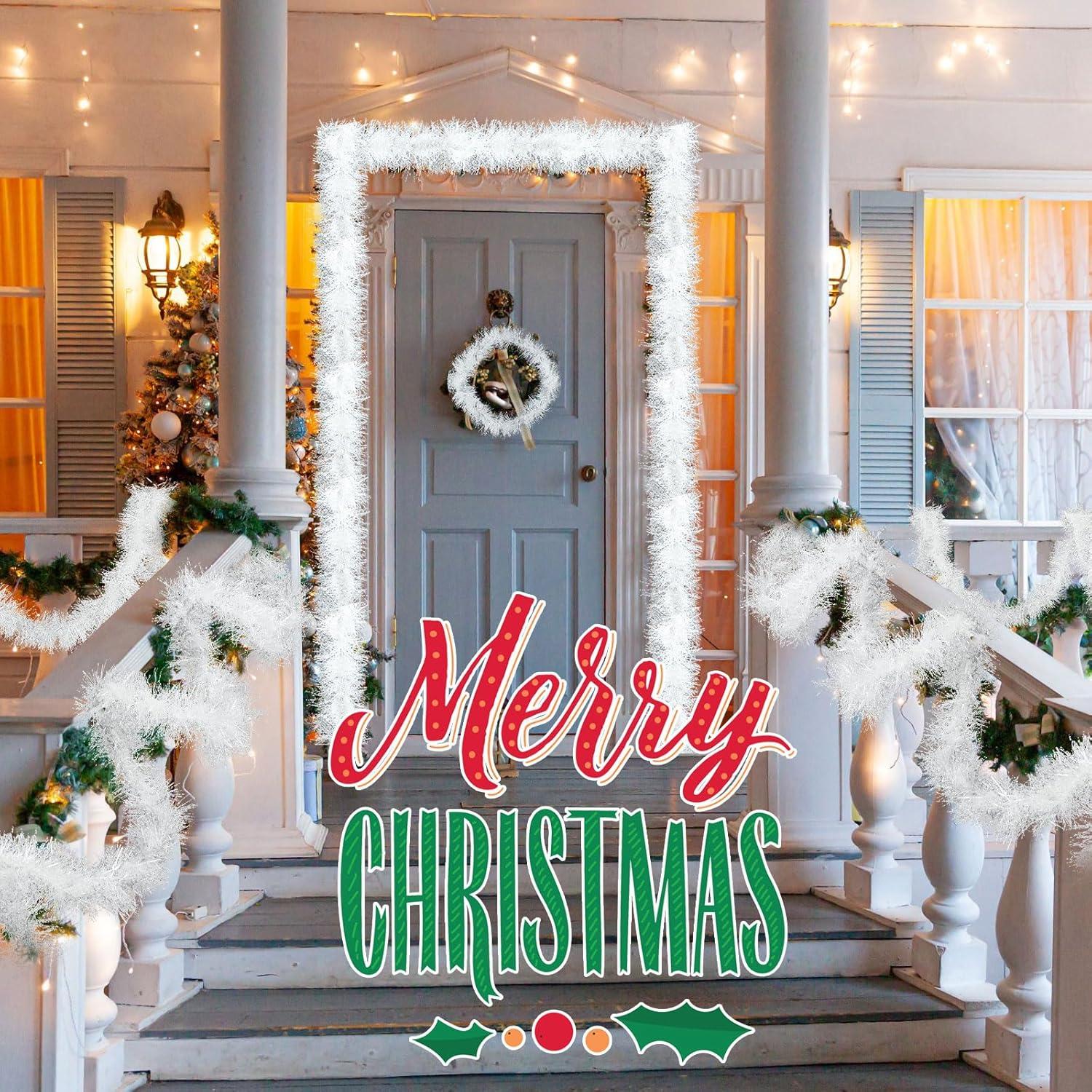 image:imageShappy 90 ft 6 Rolls Wedding Tinsel Garland Decor Glitter Metallic Twist Garland Wedding Summer Luau Birthday Party Indoor Outdoor Hanging Home DecorGreen Gold PurpleReflective White