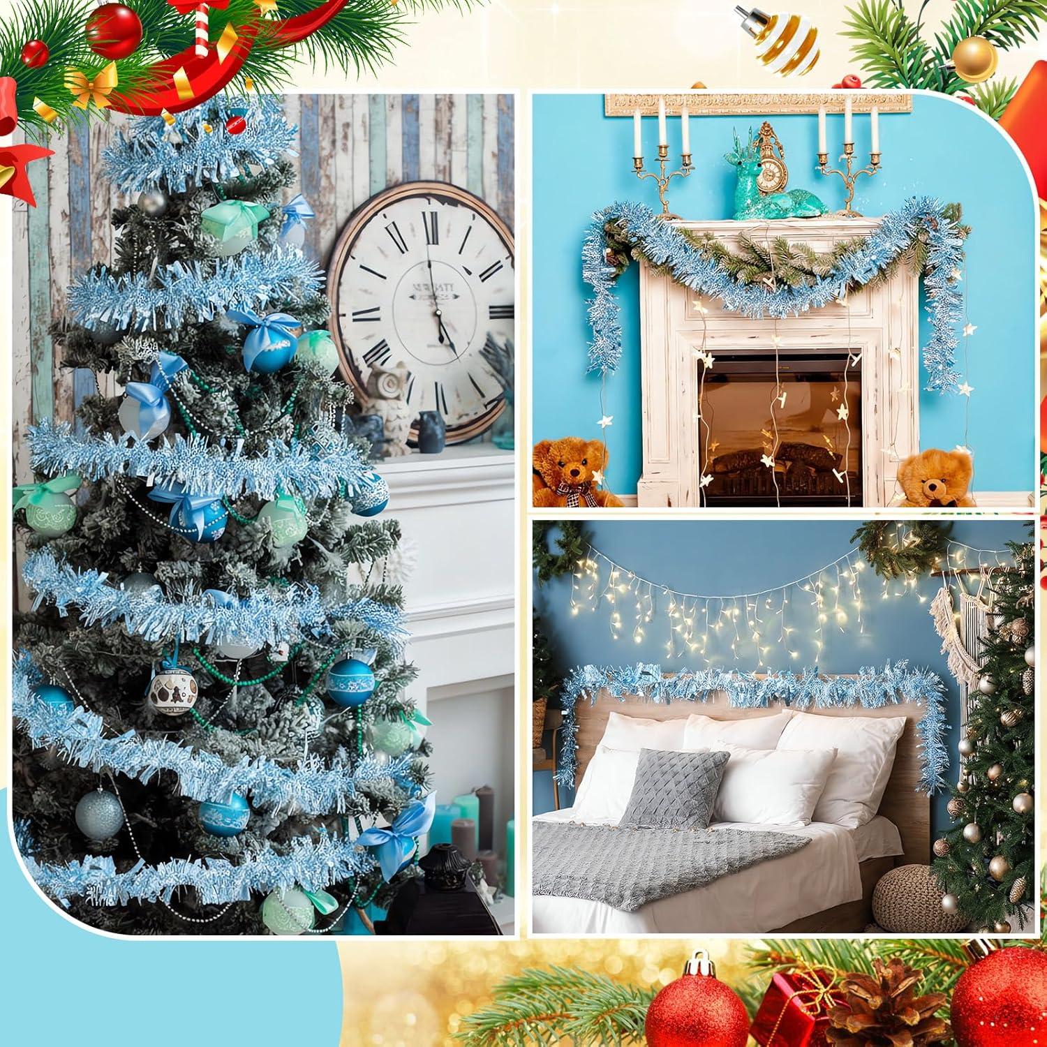 image:imageShappy 90 ft 6 Rolls Wedding Tinsel Garland Decor Glitter Metallic Twist Garland Wedding Summer Luau Birthday Party Indoor Outdoor Hanging Home DecorGreen Gold PurpleBlue and White