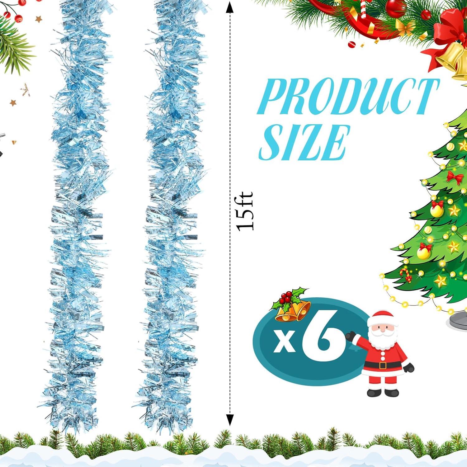 image:imageShappy 90 ft 6 Rolls Wedding Tinsel Garland Decor Glitter Metallic Twist Garland Wedding Summer Luau Birthday Party Indoor Outdoor Hanging Home DecorGreen Gold PurpleBlue and White