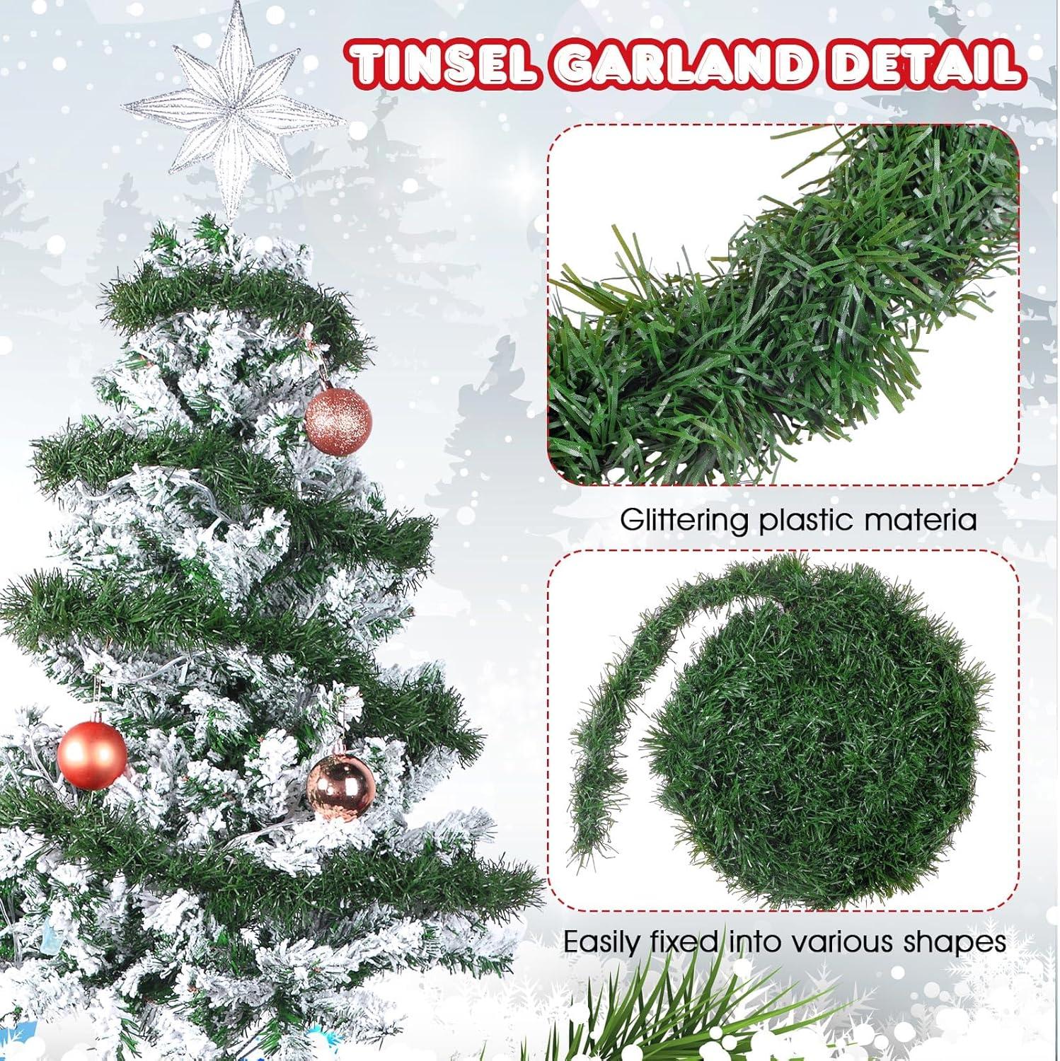 image:imageShappy 90 ft 6 Rolls Wedding Tinsel Garland Decor Glitter Metallic Twist Garland Wedding Summer Luau Birthday Party Indoor Outdoor Hanging Home DecorGreen Gold PurpleMatte Green