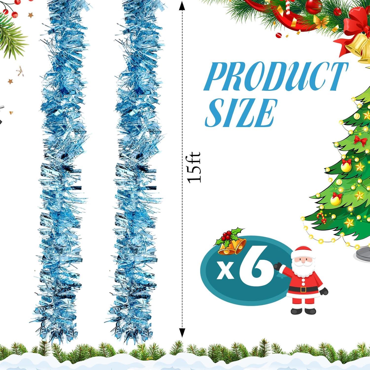 image:imageShappy 90 ft 6 Rolls Wedding Tinsel Garland Decor Glitter Metallic Twist Garland Wedding Summer Luau Birthday Party Indoor Outdoor Hanging Home DecorGreen Gold PurpleLight Blue