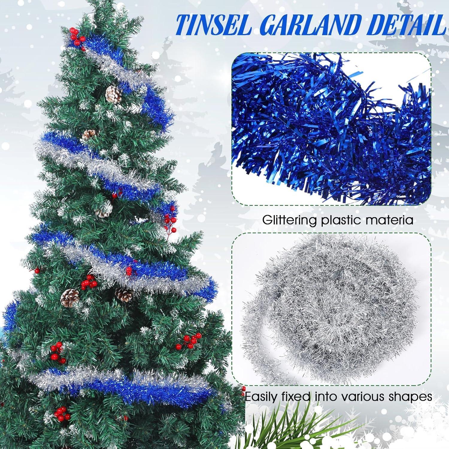 image:imageShappy 90 ft 6 Rolls Wedding Tinsel Garland Decor Glitter Metallic Twist Garland Wedding Summer Luau Birthday Party Indoor Outdoor Hanging Home DecorGreen Gold PurpleBlue Sliver