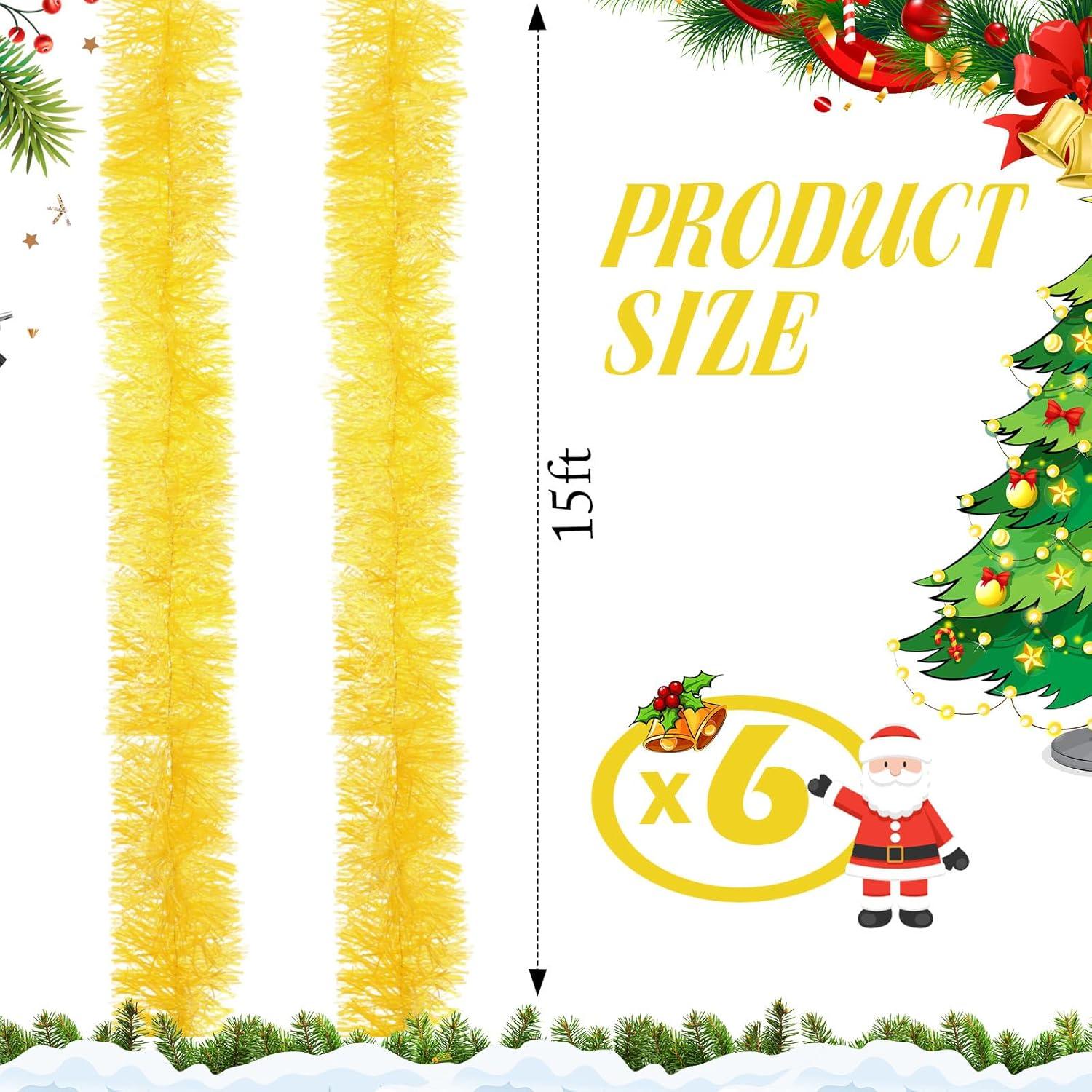 image:imageShappy 90 ft 6 Rolls Wedding Tinsel Garland Decor Glitter Metallic Twist Garland Wedding Summer Luau Birthday Party Indoor Outdoor Hanging Home DecorGreen Gold PurpleYellow