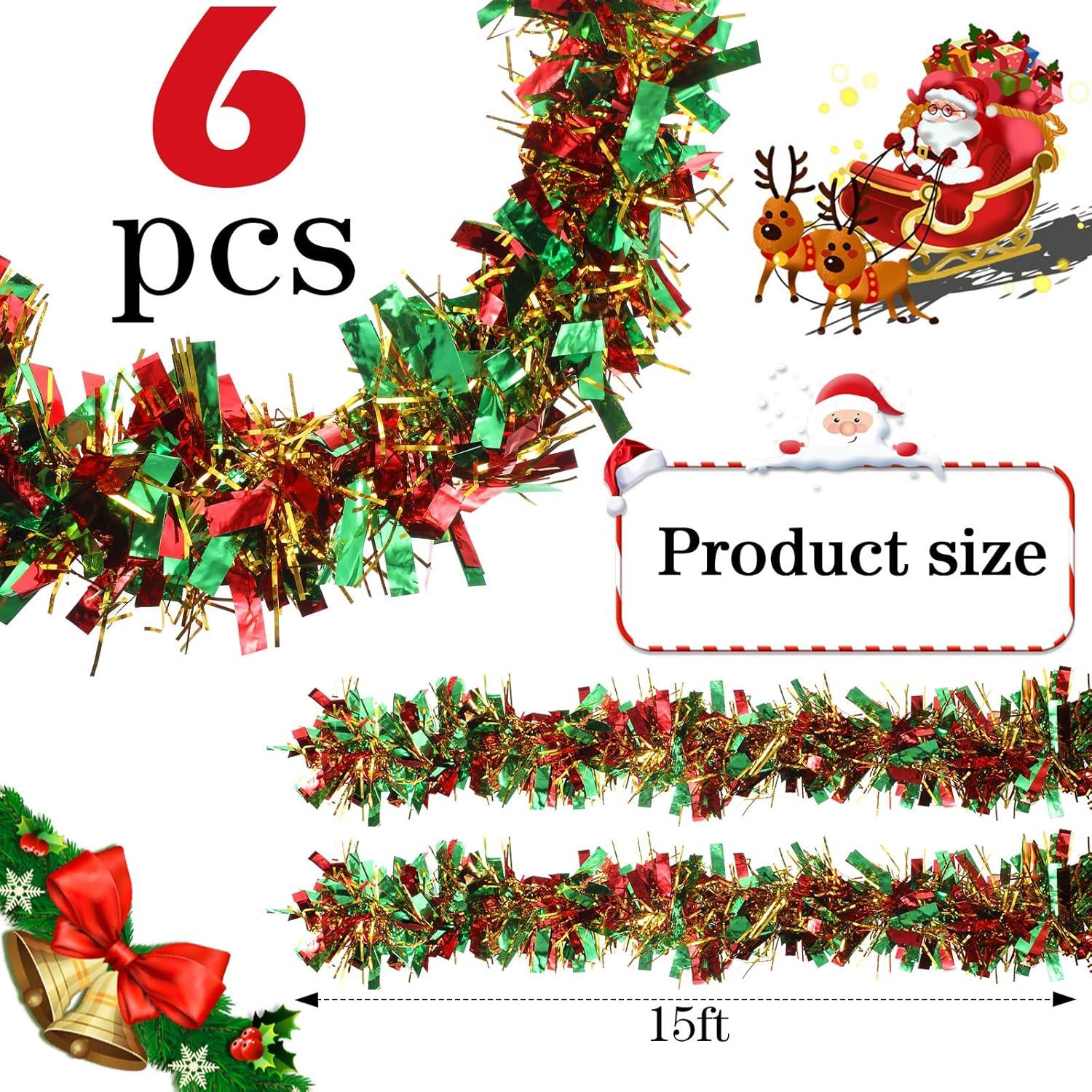 image:imageShappy 90 ft 6 Rolls Wedding Tinsel Garland Decor Glitter Metallic Twist Garland Wedding Summer Luau Birthday Party Indoor Outdoor Hanging Home DecorGreen Gold PurpleRed Gold Green