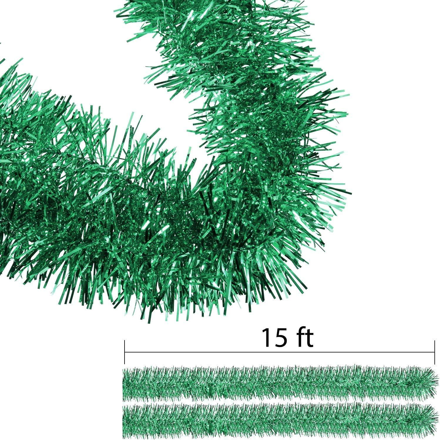 image:imageShappy 90 ft 6 Rolls Wedding Tinsel Garland Decor Glitter Metallic Twist Garland Wedding Summer Luau Birthday Party Indoor Outdoor Hanging Home DecorGreen Gold PurpleGreen