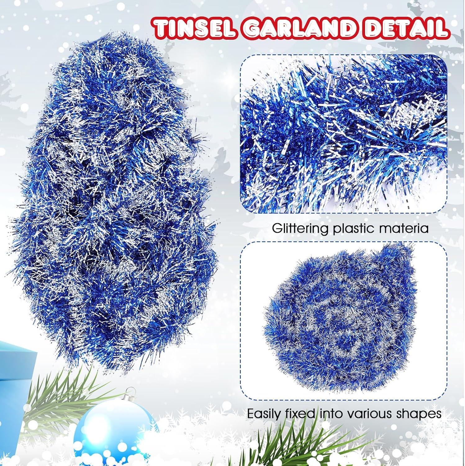 image:imageShappy 90 ft 6 Rolls Wedding Tinsel Garland Decor Glitter Metallic Twist Garland Wedding Summer Luau Birthday Party Indoor Outdoor Hanging Home DecorGreen Gold PurpleBlue Frosted Tip