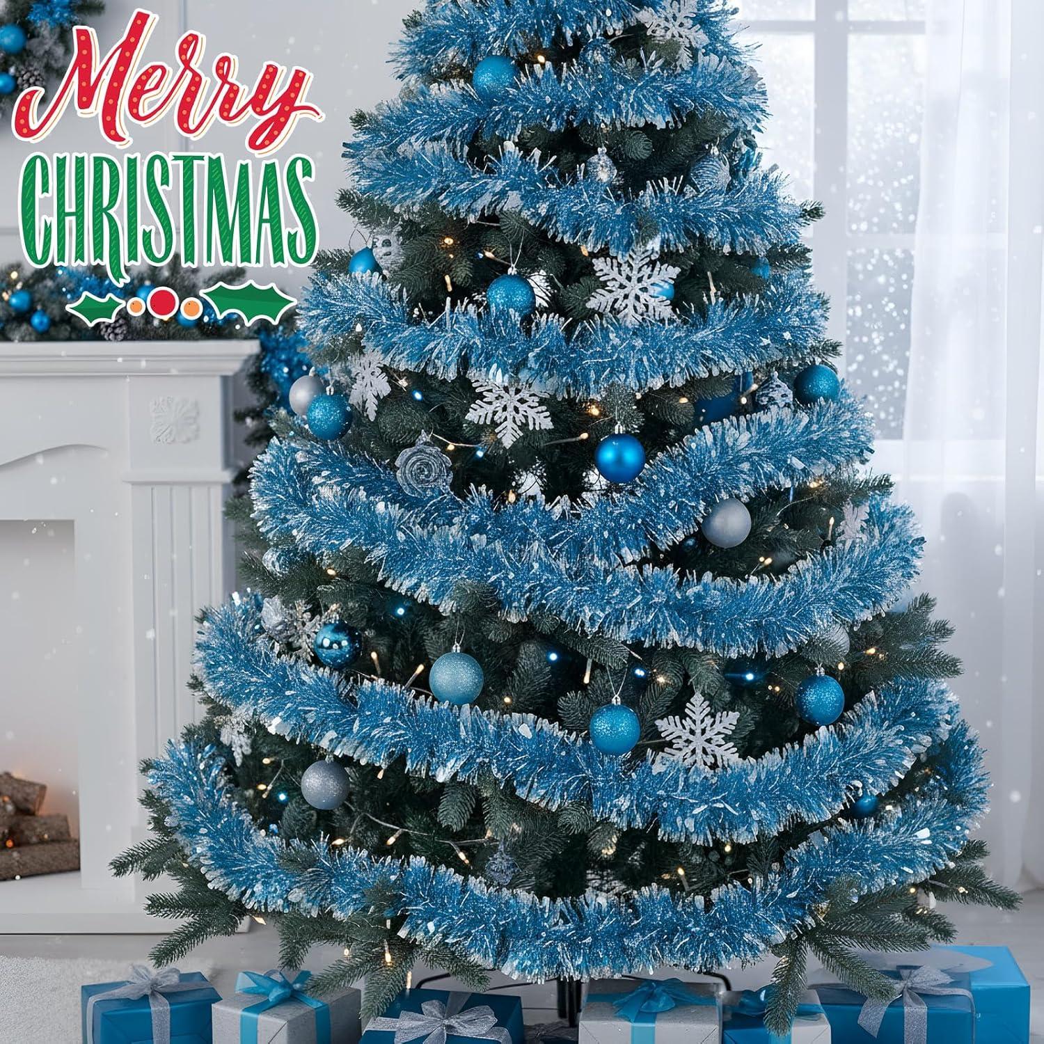 image:imageShappy 90 ft 6 Rolls Wedding Tinsel Garland Decor Glitter Metallic Twist Garland Wedding Summer Luau Birthday Party Indoor Outdoor Hanging Home DecorGreen Gold PurpleLight Blue