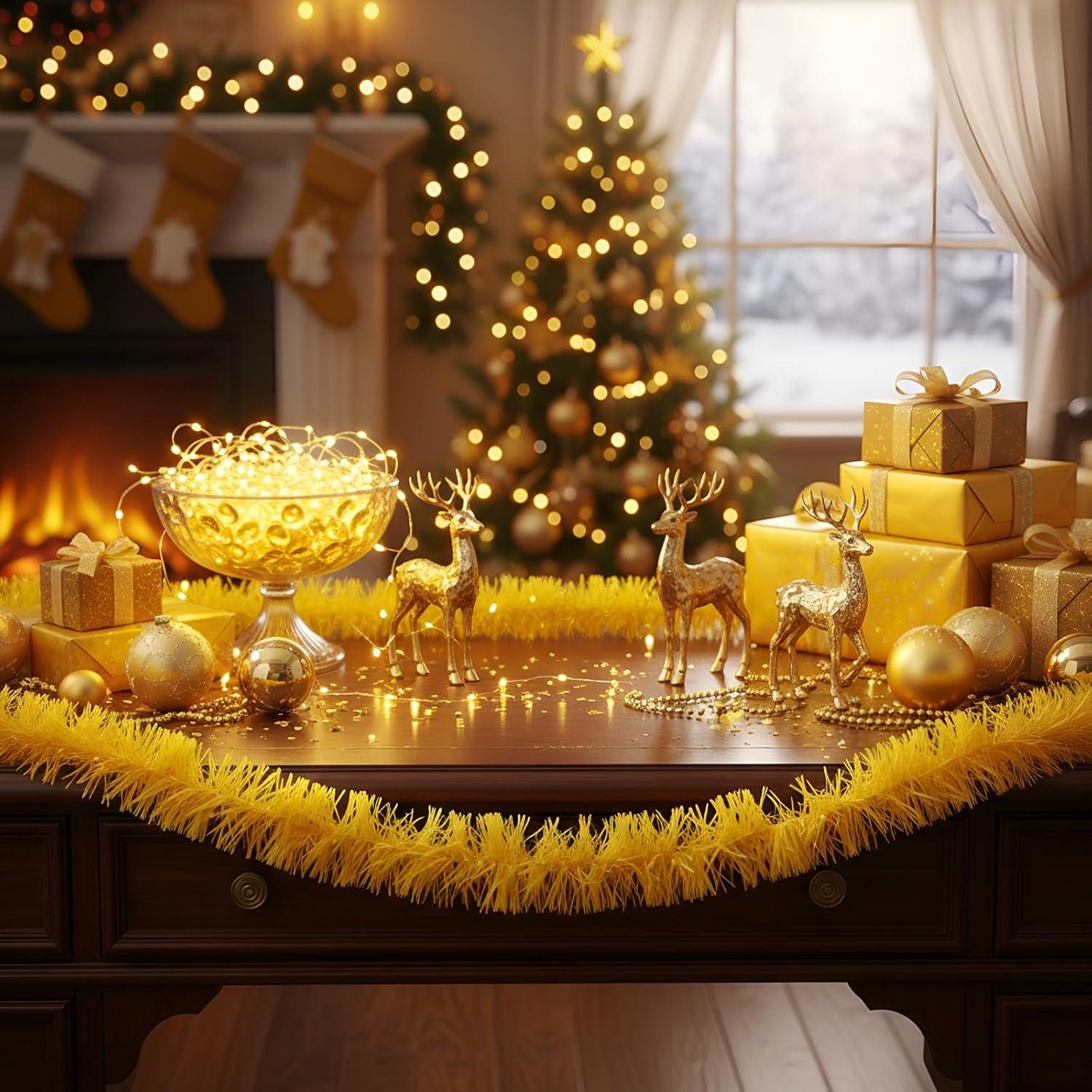 image:imageShappy 90 ft 6 Rolls Wedding Tinsel Garland Decor Glitter Metallic Twist Garland Wedding Summer Luau Birthday Party Indoor Outdoor Hanging Home DecorGreen Gold PurpleYellow
