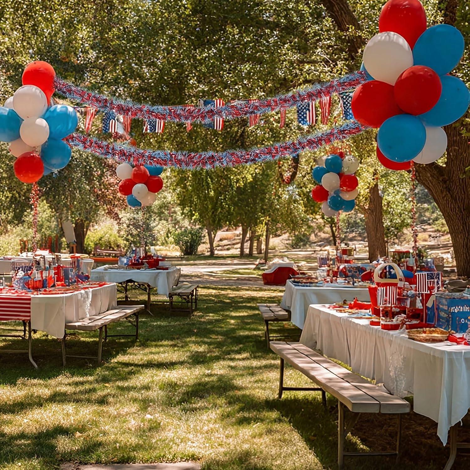image:imageShappy 90 ft 6 Rolls Wedding Tinsel Garland Decor Glitter Metallic Twist Garland Wedding Summer Luau Birthday Party Indoor Outdoor Hanging Home DecorGreen Gold PurpleRed and Blue