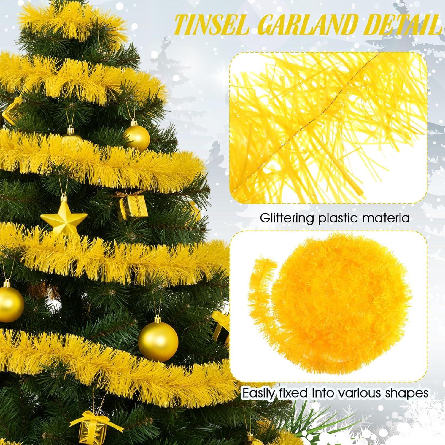 image:imageShappy 90 ft 6 Rolls Wedding Tinsel Garland Decor Glitter Metallic Twist Garland Wedding Summer Luau Birthday Party Indoor Outdoor Hanging Home DecorGreen Gold PurpleYellow