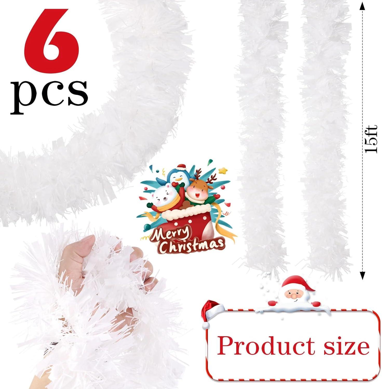 image:imageShappy 90 ft 6 Rolls Wedding Tinsel Garland Decor Glitter Metallic Twist Garland Wedding Summer Luau Birthday Party Indoor Outdoor Hanging Home DecorGreen Gold PurpleWhite