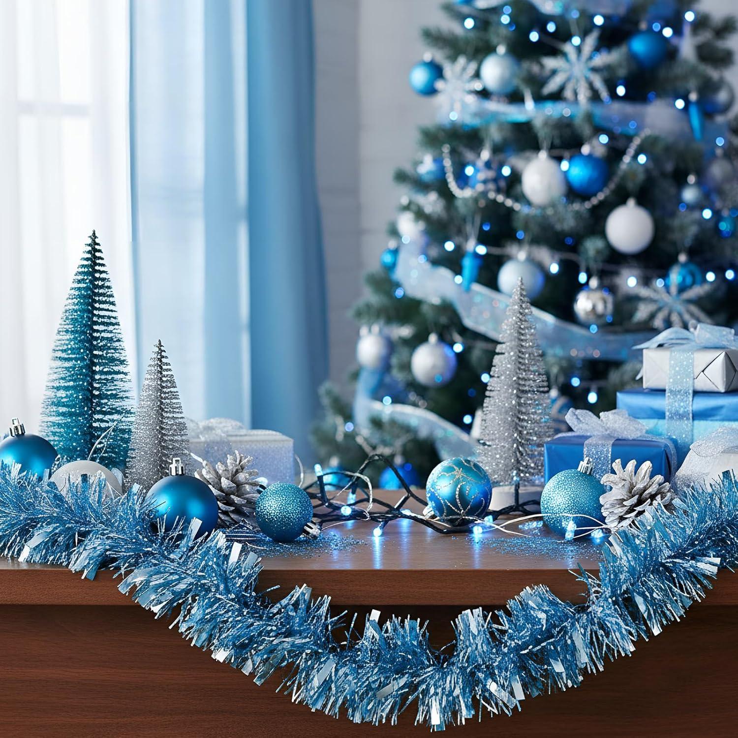 image:imageShappy 90 ft 6 Rolls Wedding Tinsel Garland Decor Glitter Metallic Twist Garland Wedding Summer Luau Birthday Party Indoor Outdoor Hanging Home DecorGreen Gold PurpleLight Blue