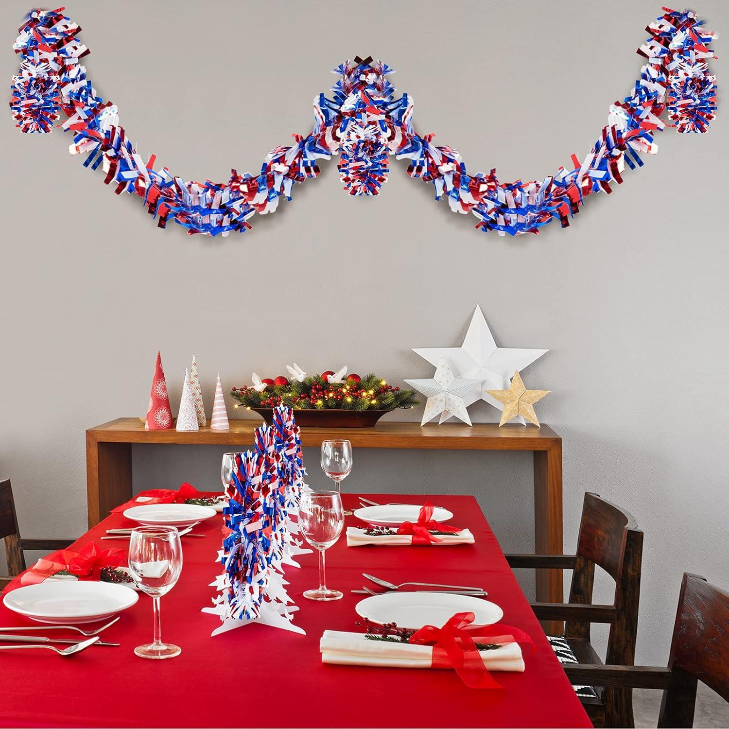 image:imageShappy 90 ft 6 Rolls Wedding Tinsel Garland Decor Glitter Metallic Twist Garland Wedding Summer Luau Birthday Party Indoor Outdoor Hanging Home DecorGreen Gold PurpleRed Blue White