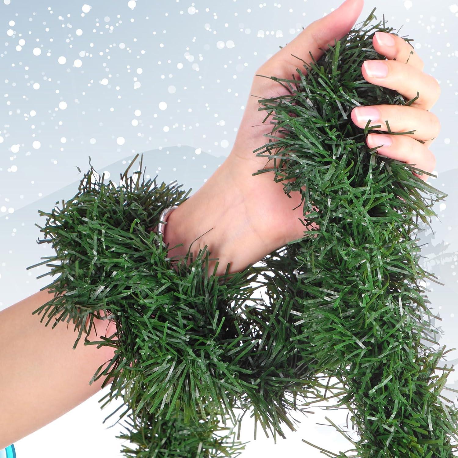 image:imageShappy 90 ft 6 Rolls Wedding Tinsel Garland Decor Glitter Metallic Twist Garland Wedding Summer Luau Birthday Party Indoor Outdoor Hanging Home DecorGreen Gold PurpleMatte Green