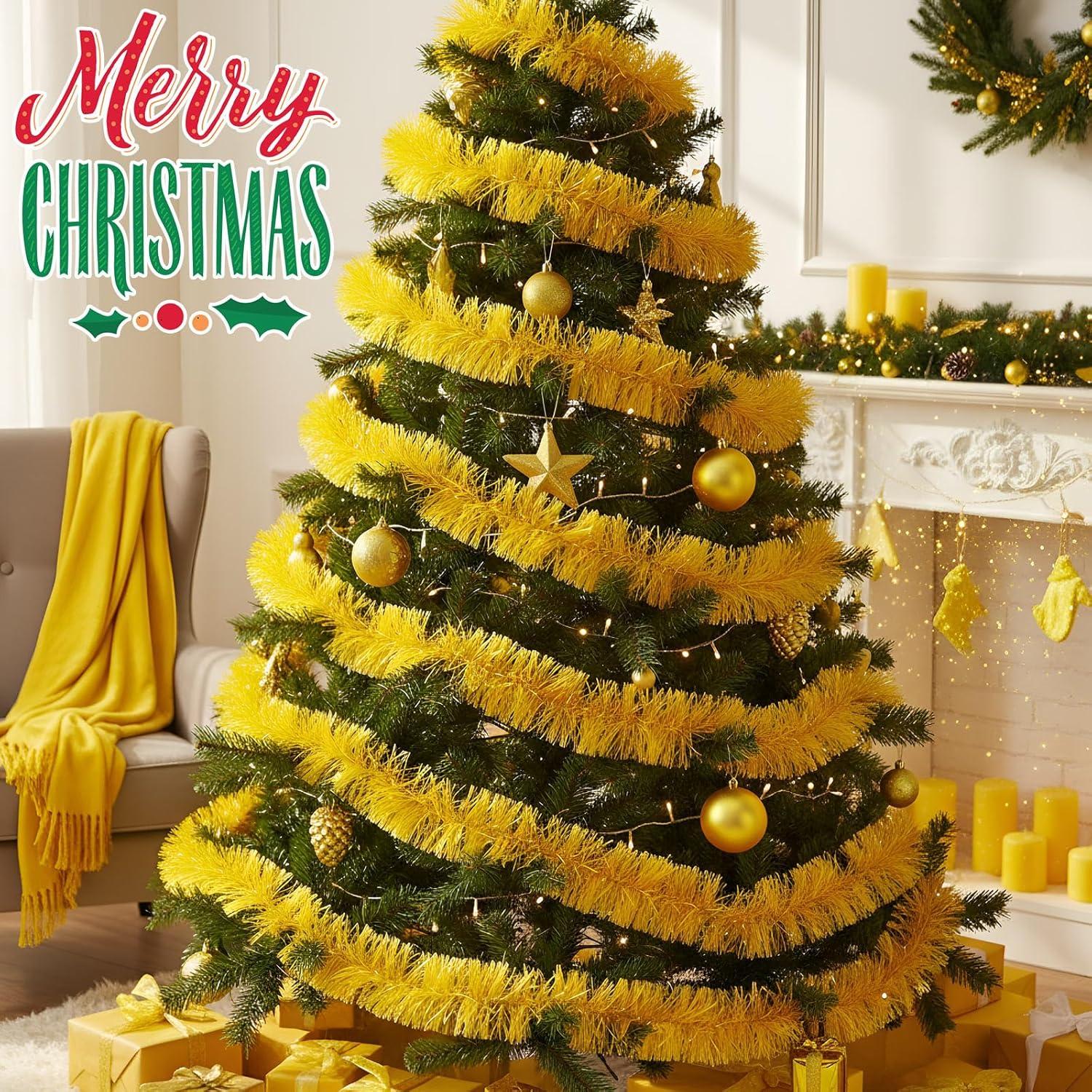 image:imageShappy 90 ft 6 Rolls Wedding Tinsel Garland Decor Glitter Metallic Twist Garland Wedding Summer Luau Birthday Party Indoor Outdoor Hanging Home DecorGreen Gold PurpleYellow