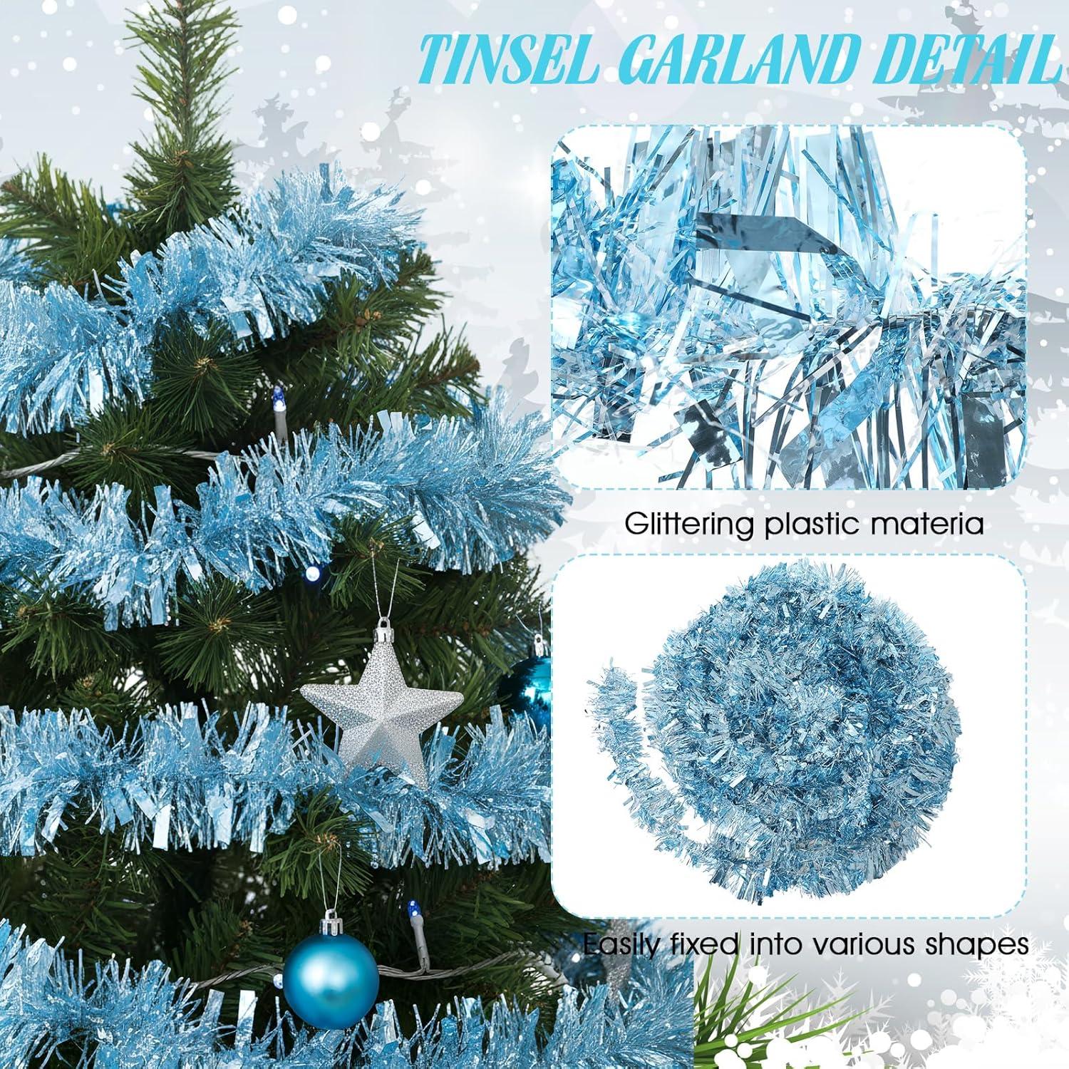 image:imageShappy 90 ft 6 Rolls Wedding Tinsel Garland Decor Glitter Metallic Twist Garland Wedding Summer Luau Birthday Party Indoor Outdoor Hanging Home DecorGreen Gold PurpleBlue and White
