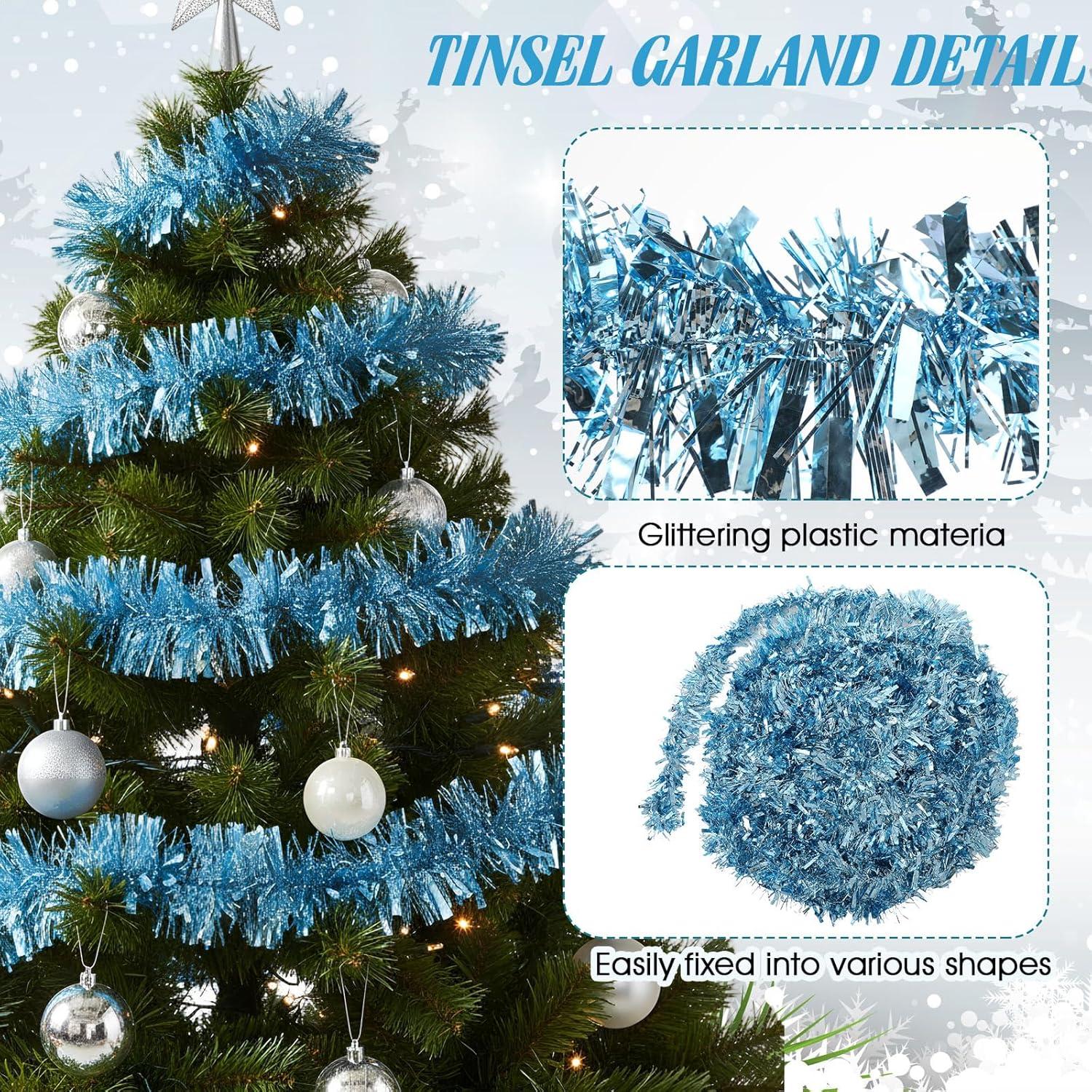 image:imageShappy 90 ft 6 Rolls Wedding Tinsel Garland Decor Glitter Metallic Twist Garland Wedding Summer Luau Birthday Party Indoor Outdoor Hanging Home DecorGreen Gold PurpleLight Blue