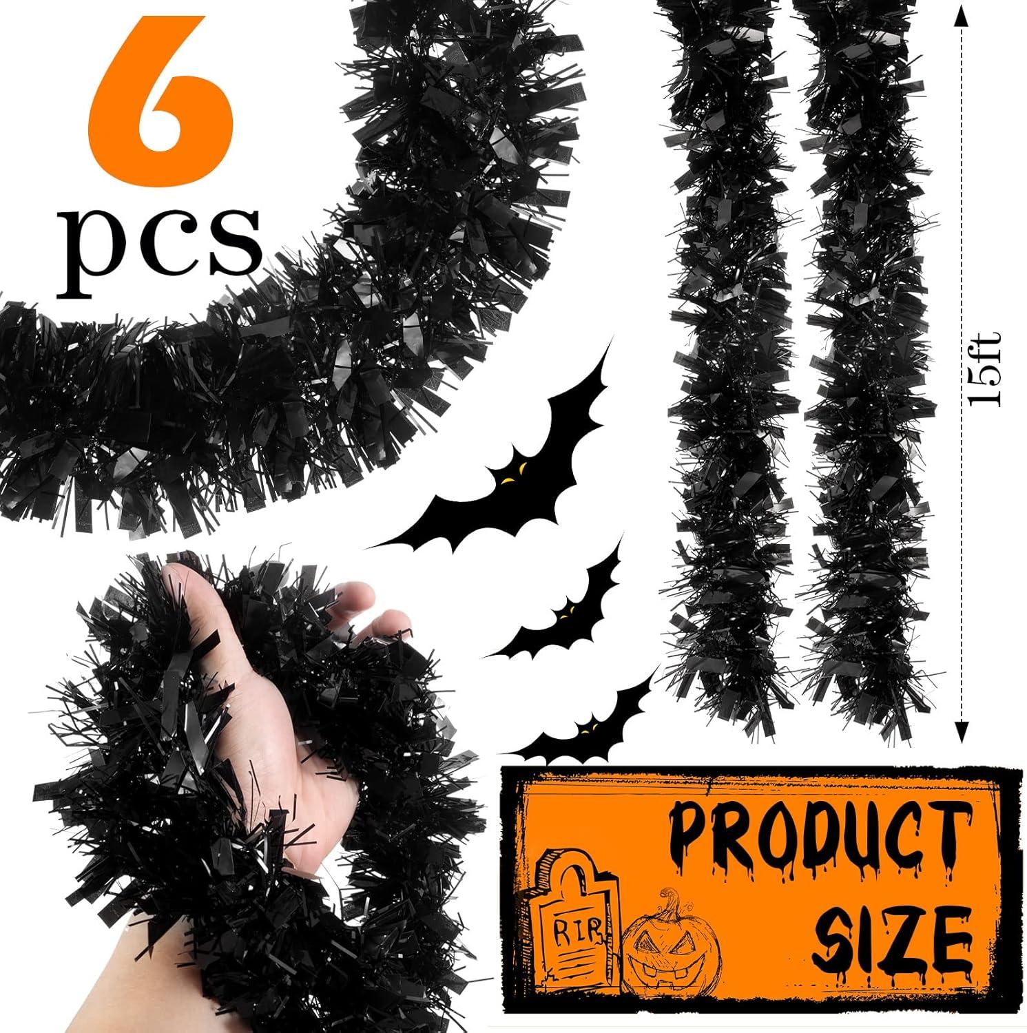 image:imageShappy 90 ft 6 Rolls Wedding Tinsel Garland Decor Glitter Metallic Twist Garland Wedding Summer Luau Birthday Party Indoor Outdoor Hanging Home DecorGreen Gold PurpleBlack