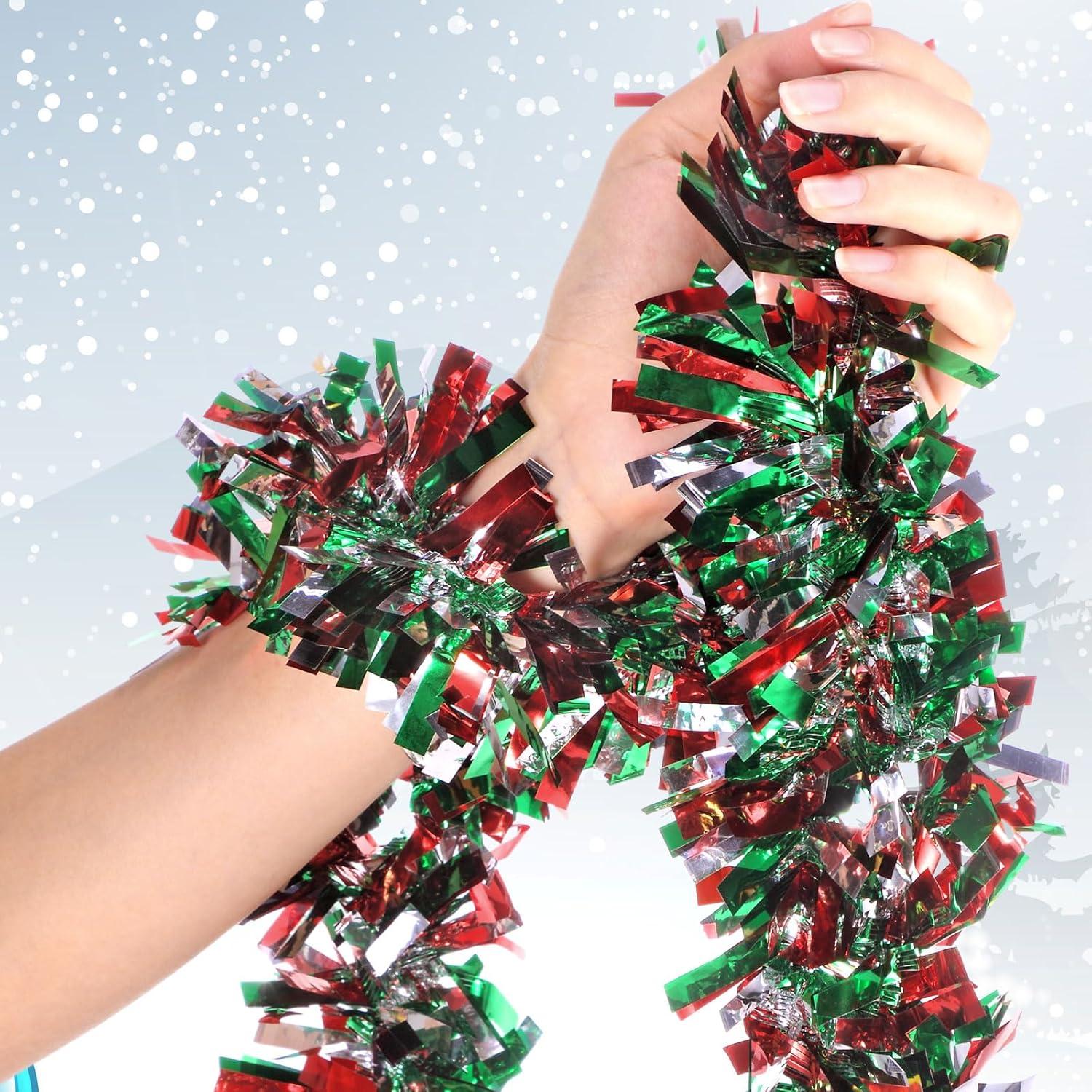 image:imageShappy 90 ft 6 Rolls Wedding Tinsel Garland Decor Glitter Metallic Twist Garland Wedding Summer Luau Birthday Party Indoor Outdoor Hanging Home DecorGreen Gold PurpleSilver Red Green