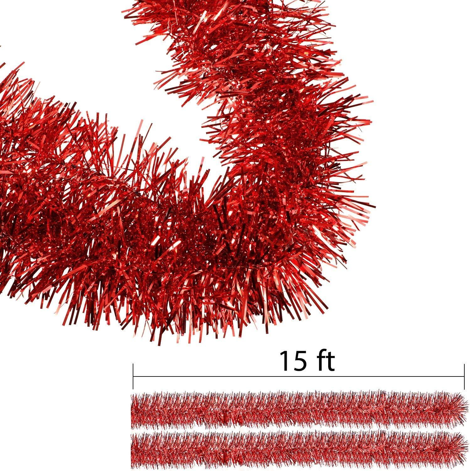 image:imageShappy 90 ft 6 Rolls Wedding Tinsel Garland Decor Glitter Metallic Twist Garland Wedding Summer Luau Birthday Party Indoor Outdoor Hanging Home DecorGreen Gold PurpleRed