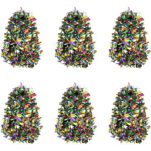 Shappy 90 ft 6 Rolls Wedding Tinsel Garland Decor Glitter Metallic Twist Garland Wedding Summer Luau Birthday Party Indoor Outdoor Hanging Home Decor(Green, Gold, Purple)(Green  Gold  Purple)