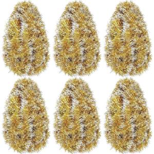 Shappy 90 ft 6 Rolls Wedding Tinsel Garland Decor Glitter Metallic Twist Garland Wedding Summer Luau Birthday Party Indoor Outdoor Hanging Home Decor(Green, Gold, Purple)(Gold Frosted Tip)