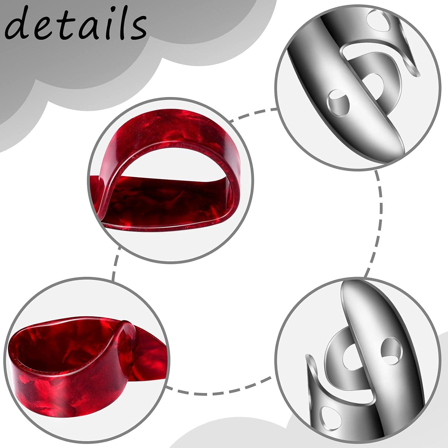 image:imageShappy 6 Pcs Banjo Finger Picks Set Stainless Steel Adjustable Finger and Thumb Picks for GuitarSilver AmberSilver Agate Color