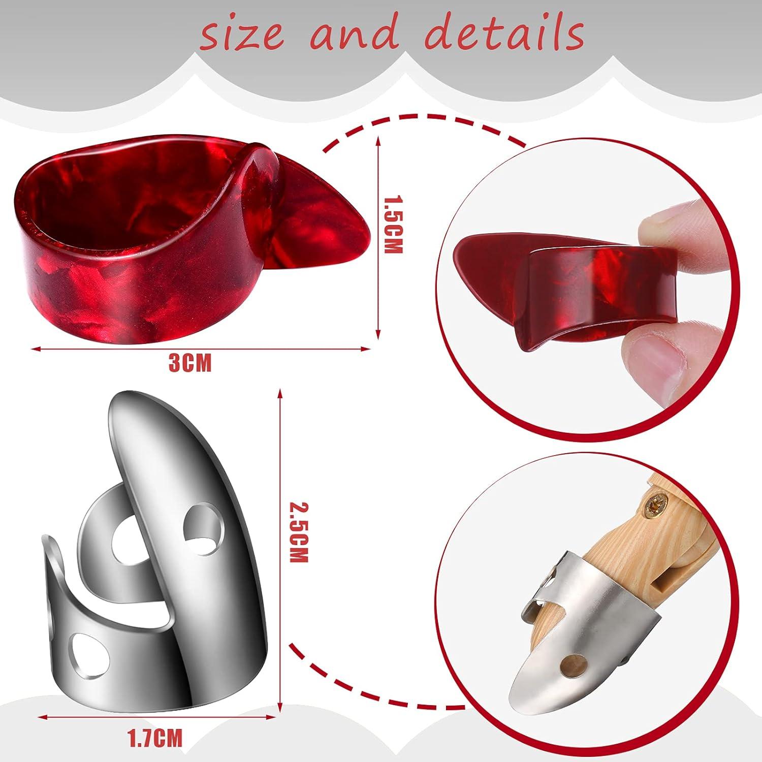 image:imageShappy 6 Pcs Banjo Finger Picks Set Stainless Steel Adjustable Finger and Thumb Picks for GuitarSilver AmberSilver Agate Color