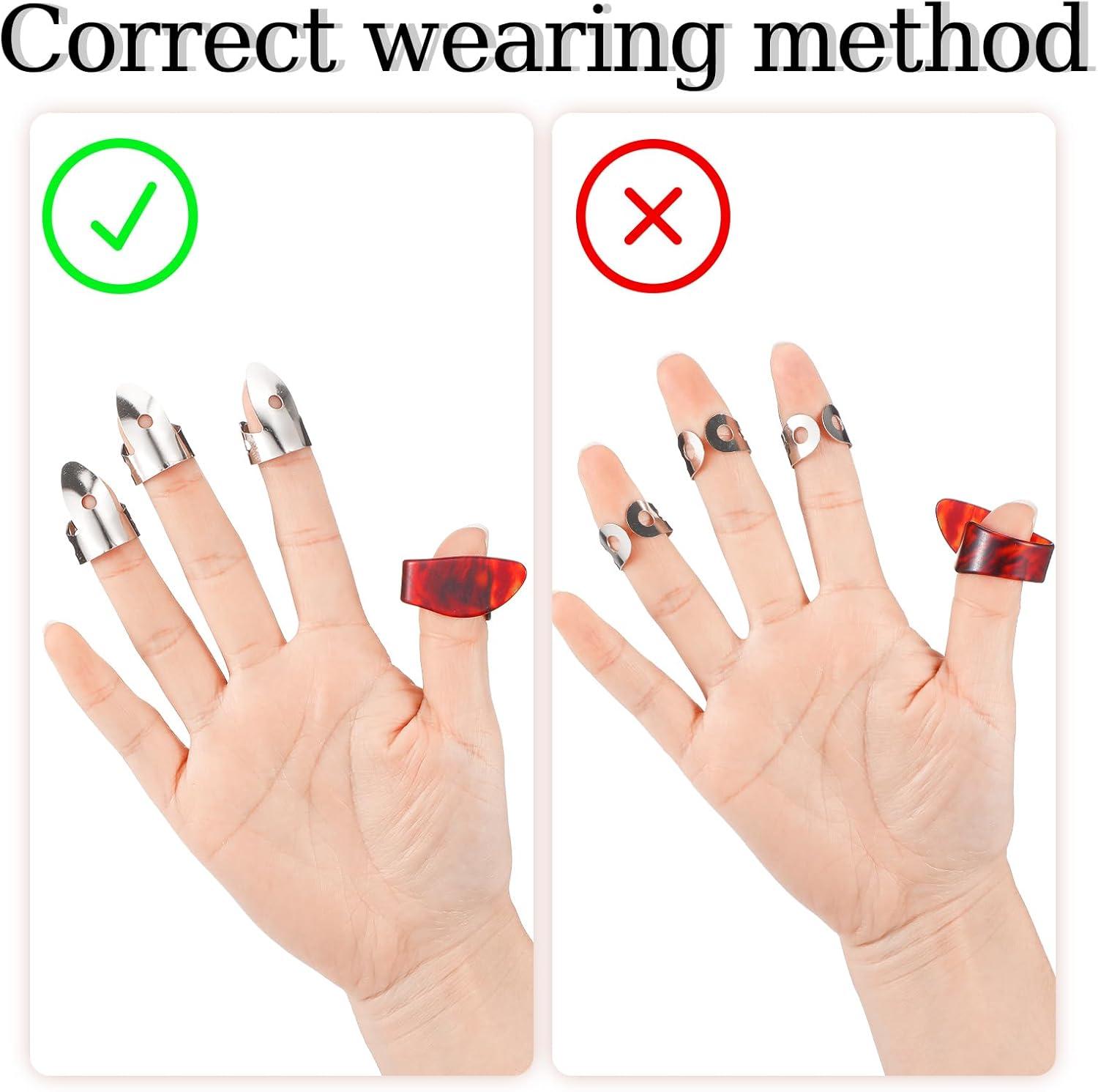 image:imageShappy 6 Pcs Banjo Finger Picks Set Stainless Steel Adjustable Finger and Thumb Picks for GuitarSilver AmberSilver Amber